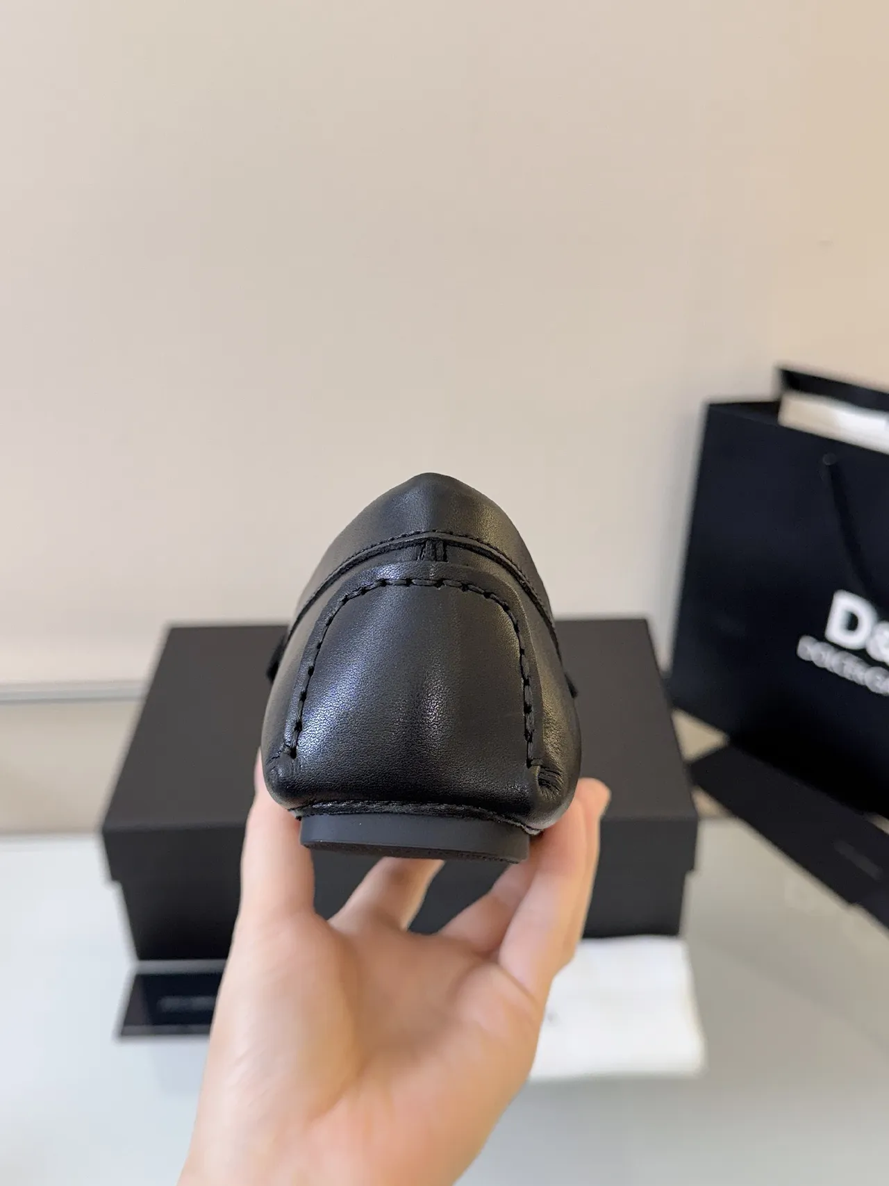 Dolce & Gabbana Portofino Embossed Monogram Black Leather Loafers