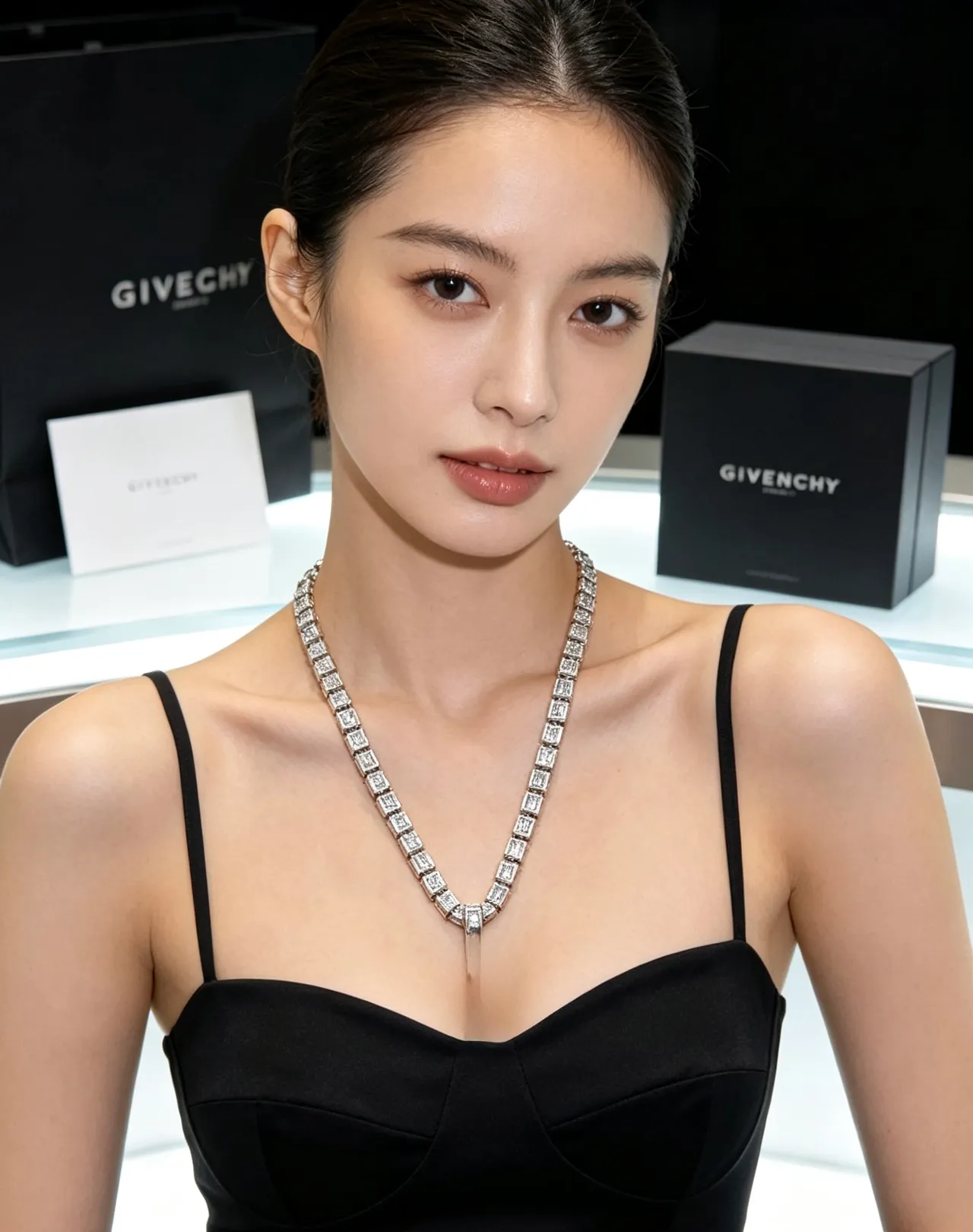 Givenchy Spectre Baguette-Cut Stone Rigid Link Necklace