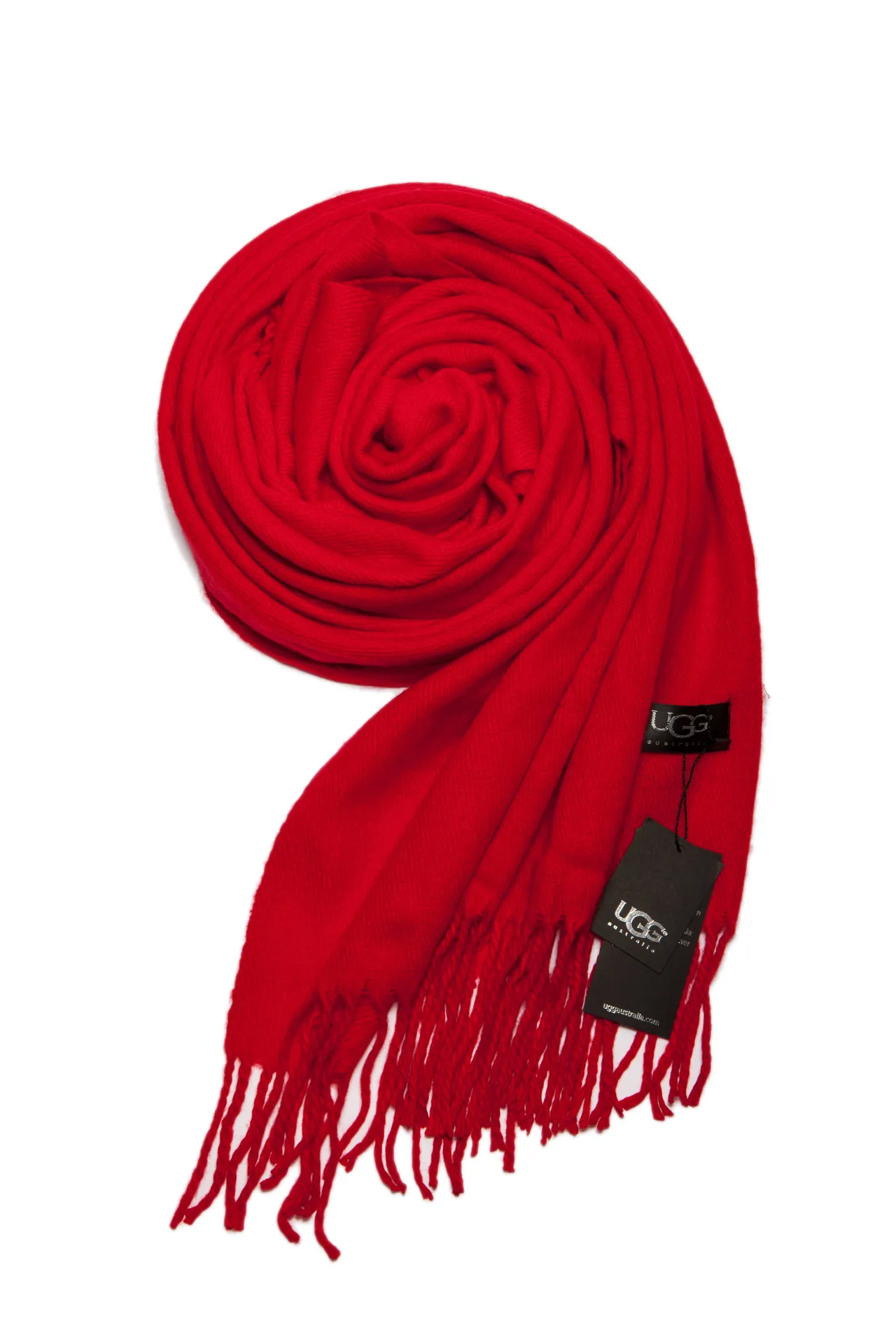 UGG Red Knitted Fringed Scarve