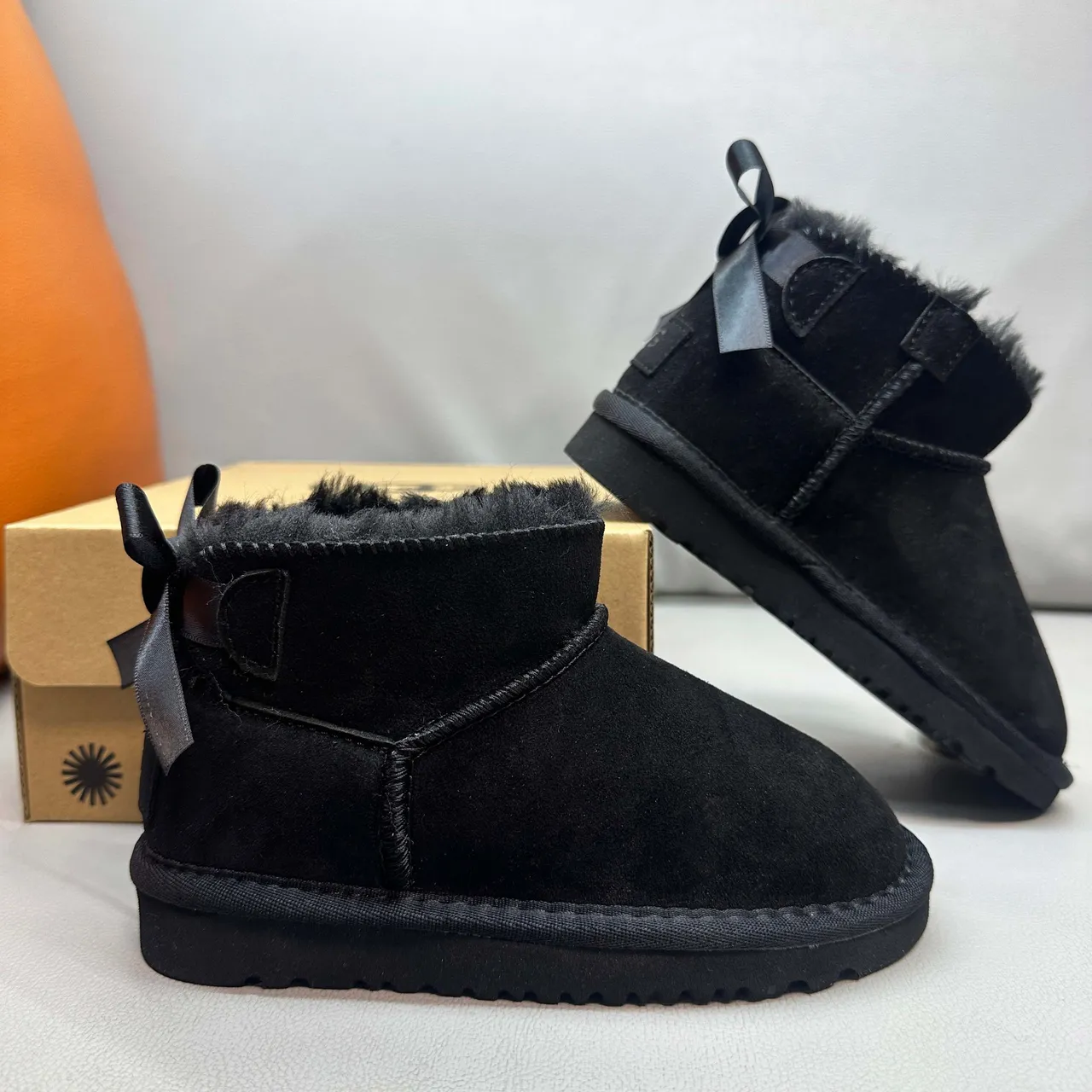 UGG Classic Mini Tan Suede Shearling-Lined Snow Boots
