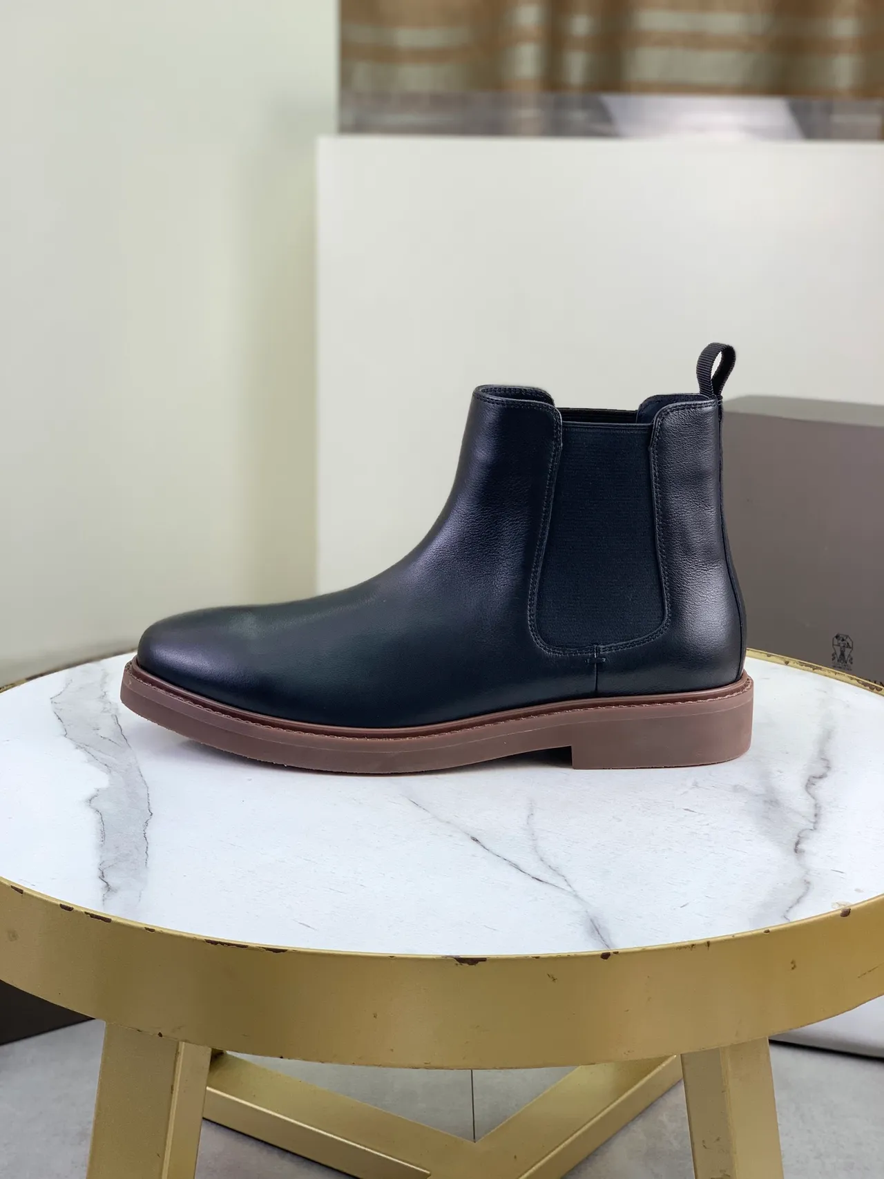 Black Brown Smooth Leather Elastic Side Gussets Chelsea Boots
