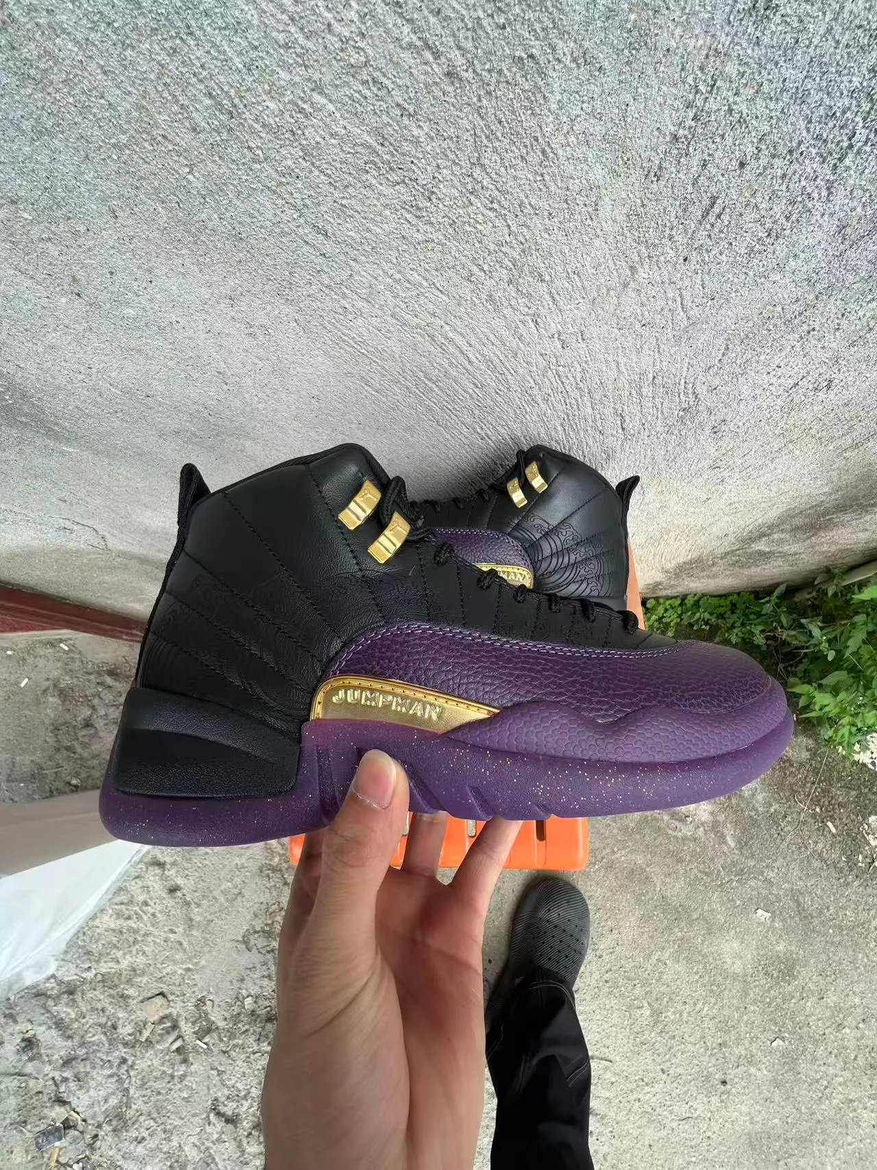 Air Jordan 12 Black Purple Gold Basketball Shoes