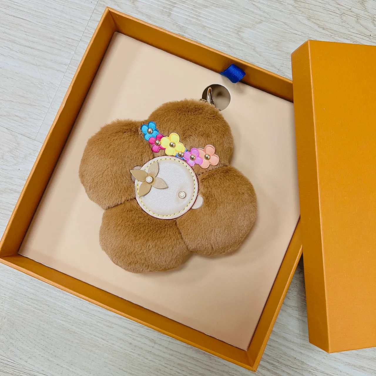 Louis Vuitton Purple Multicolor Flower-Shaped Plush Fur Handbag
