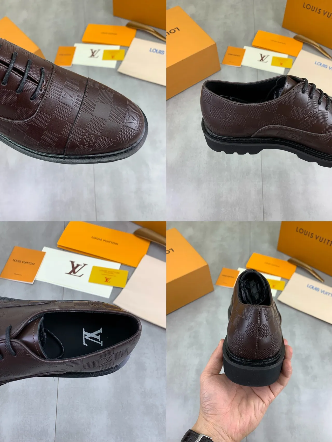 Louis Vuitton LV Trail Brown Damier Cap-Toe Oxford Shoes