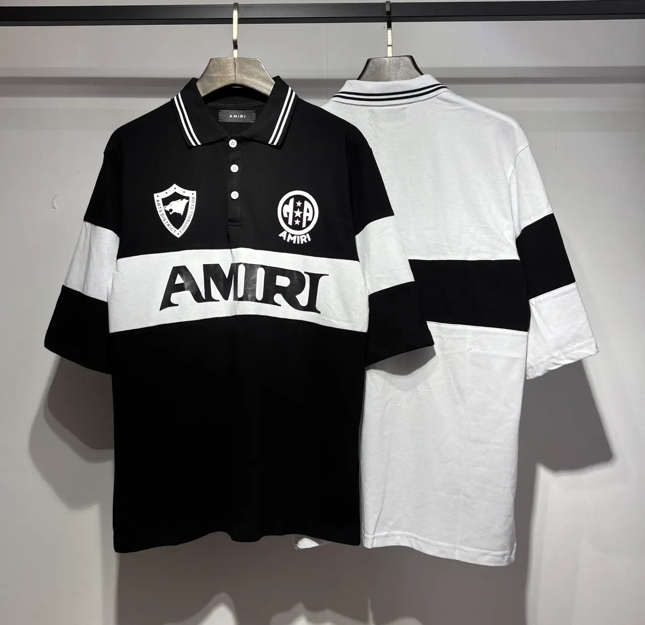 Amiri Color-Blocked Football-Inspired Logo Polo Shirt