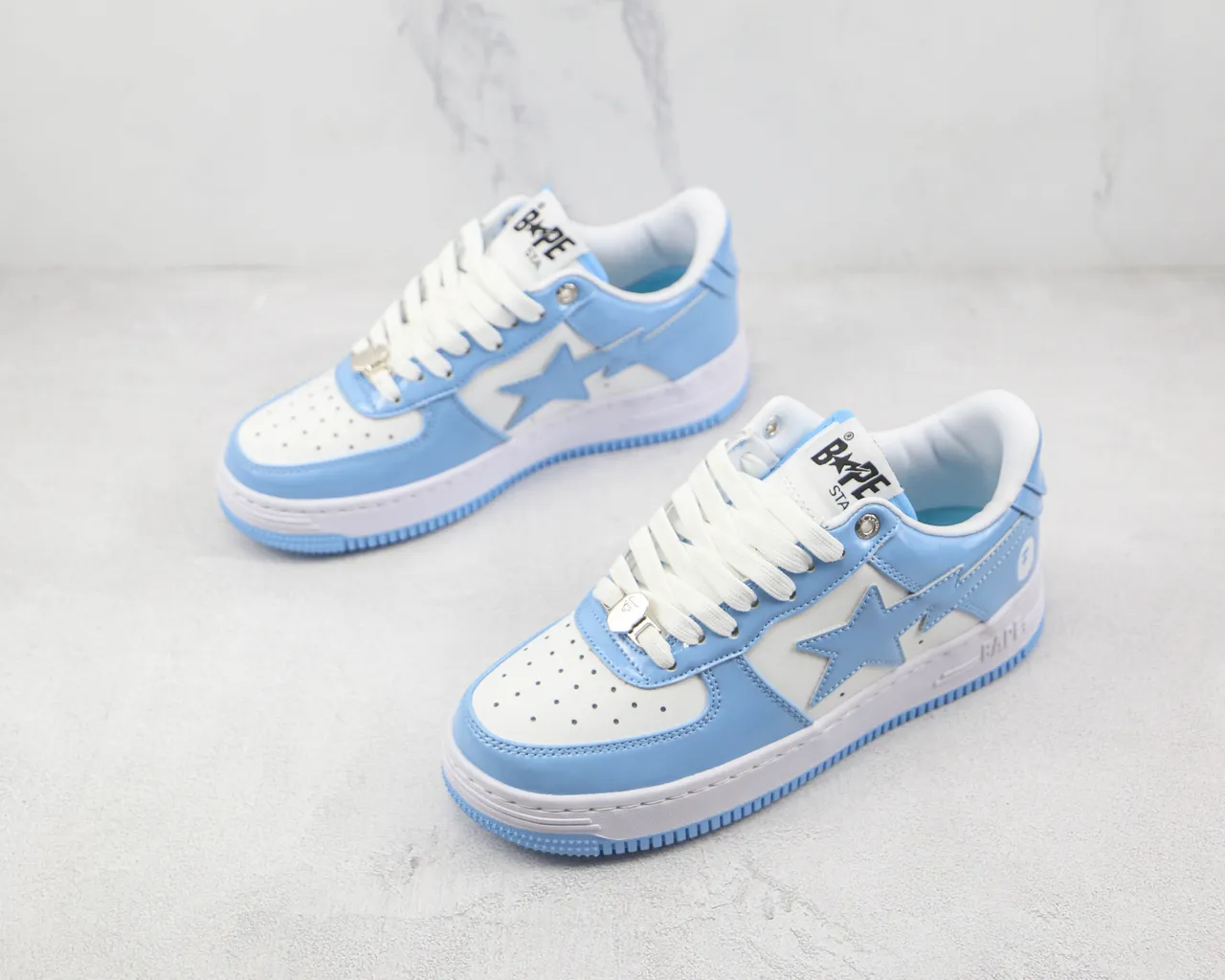 A Bathing Ape BAPE STA Light Blue Patent Leather Lifestyle Sneakers