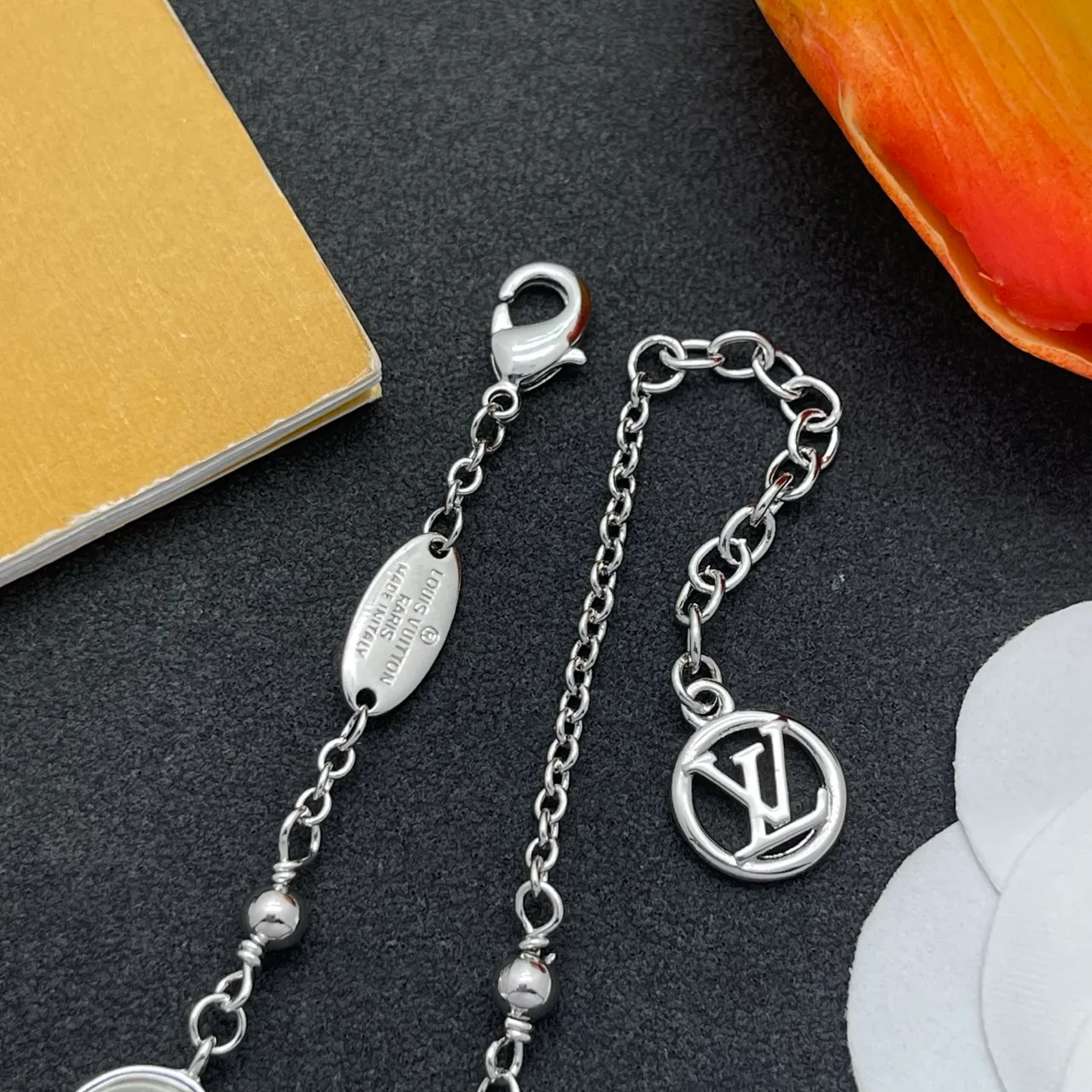 Louis Vuitton Floral Charm Silver Chain Bracelet