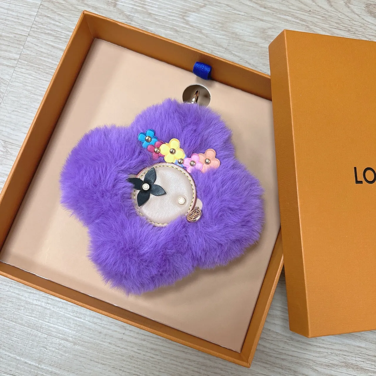 Louis Vuitton Purple Multicolor Flower-Shaped Plush Fur Handbag
