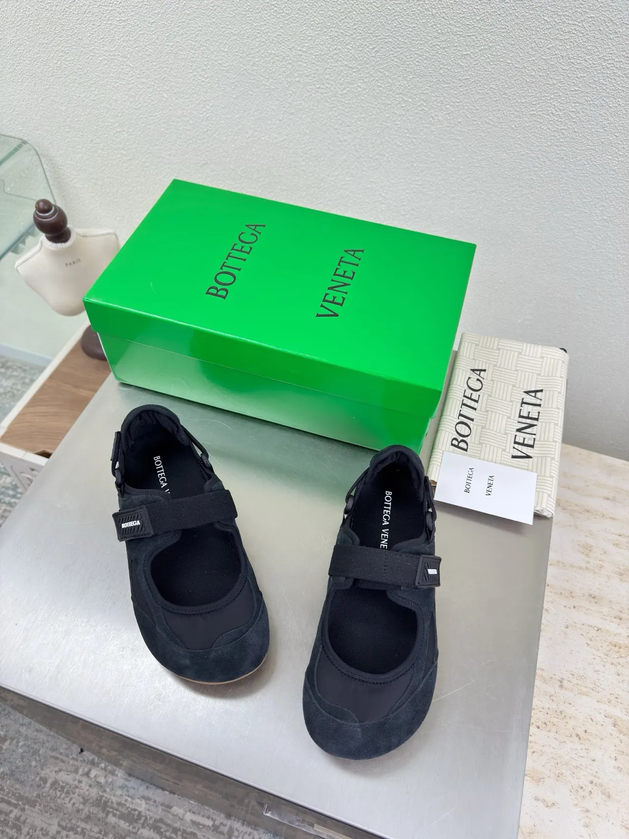 Bottega Veneta Andiamo Black Suede Mary Jane Shoes
