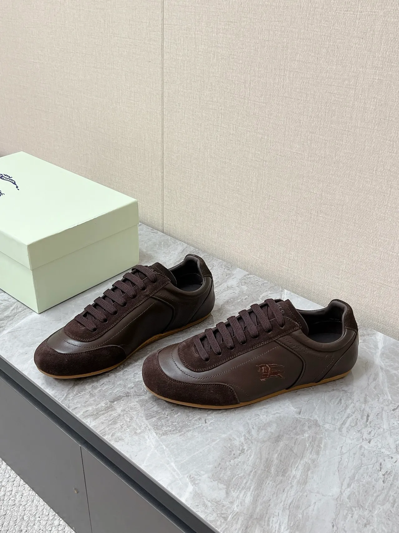 Burberry Knight Brown Suede and Leather Lifestyle Sneakers