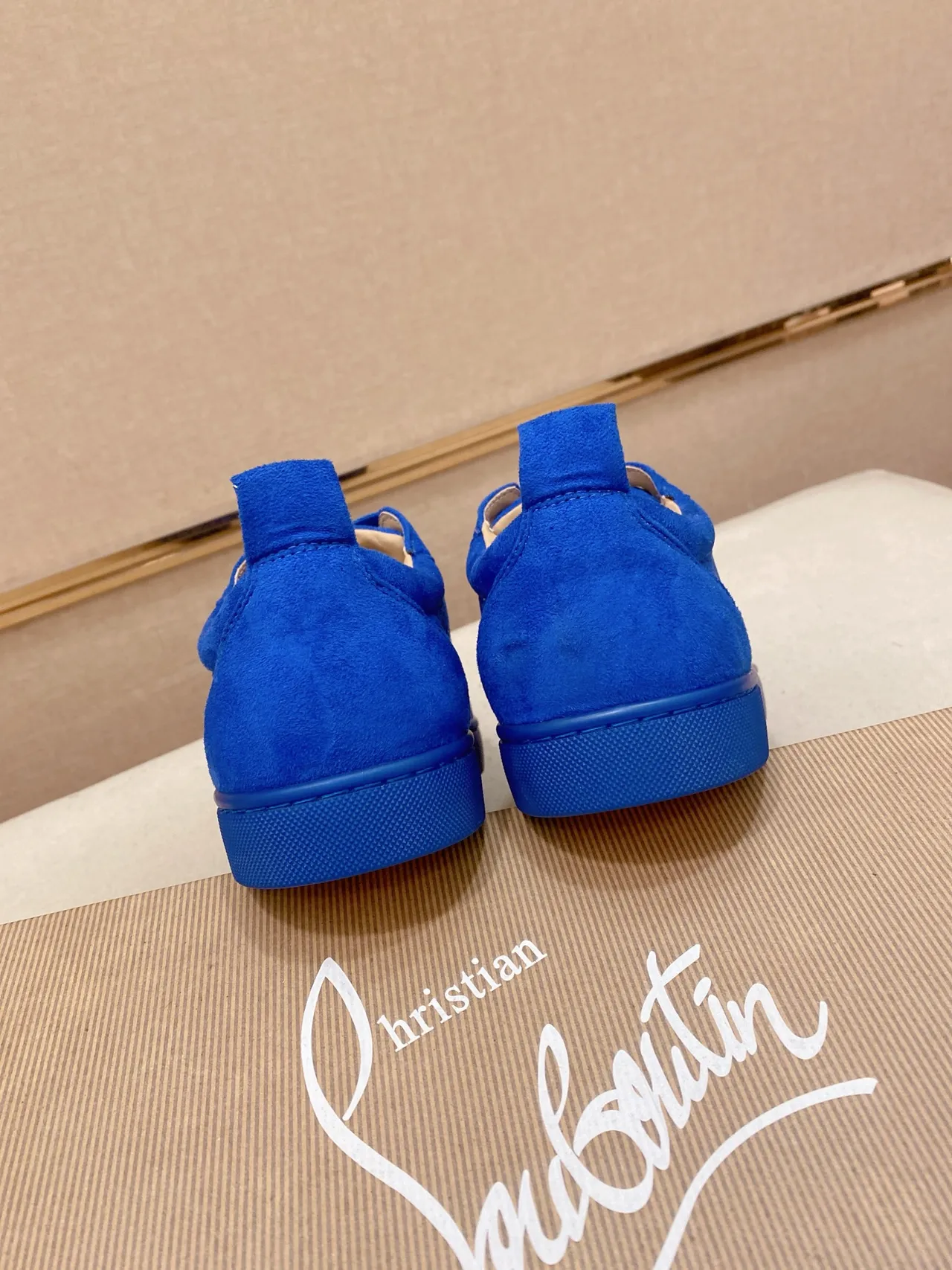 Christian Louboutin Spike Sneaker Blue Suede Lifestyle Sneaker