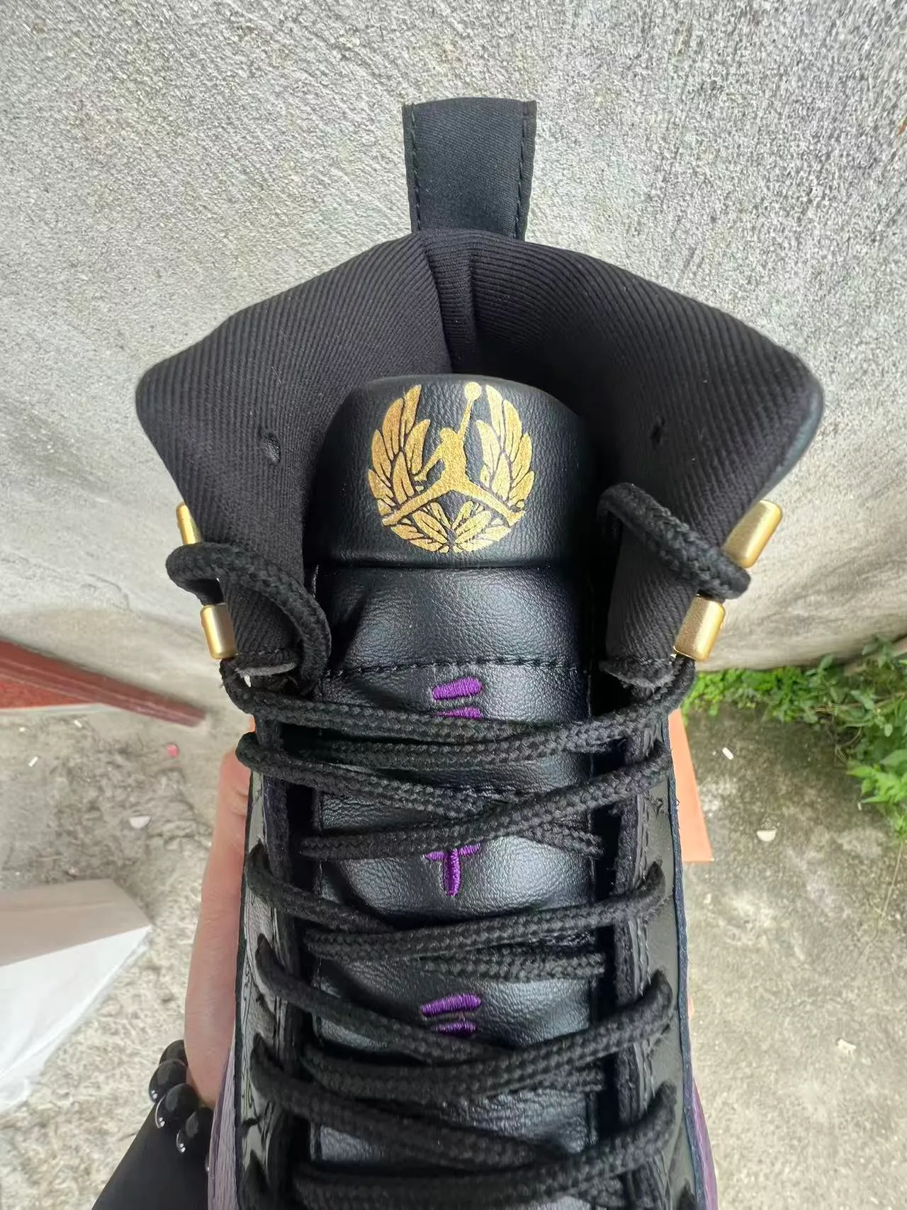 Air Jordan 12 Black Purple Gold Basketball Shoes