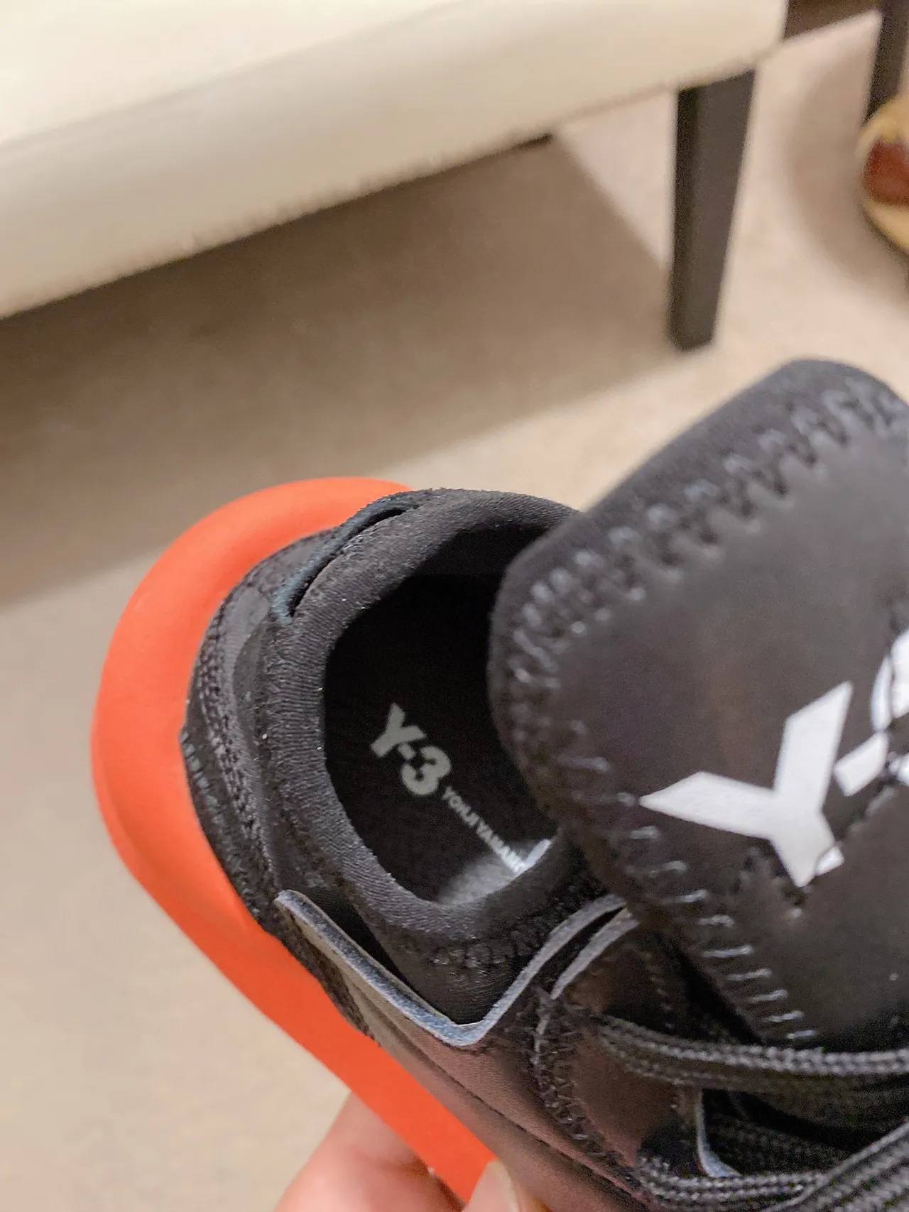 Yohji Yamamoto Black Orange Sculpted Midsole Matte Leather Upper Chunky Sneakers