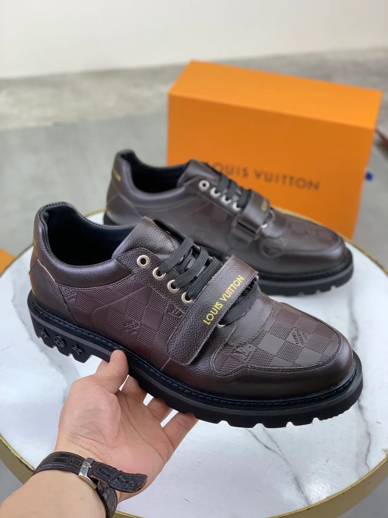 Louis Vuitton Run Away Brown Monogram Leather Lace-Up Strap Casual Shoes