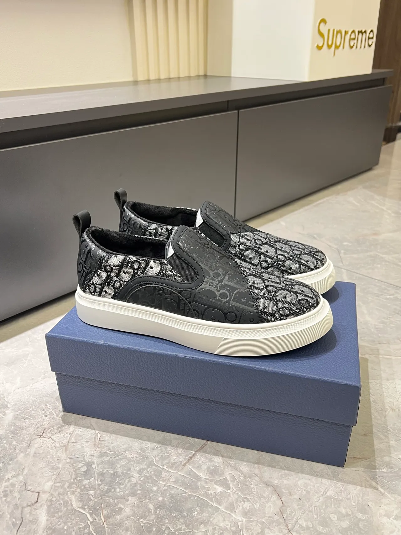 Dior B23 Monogram Jacquard Slip-On Lifestyle Sneakers