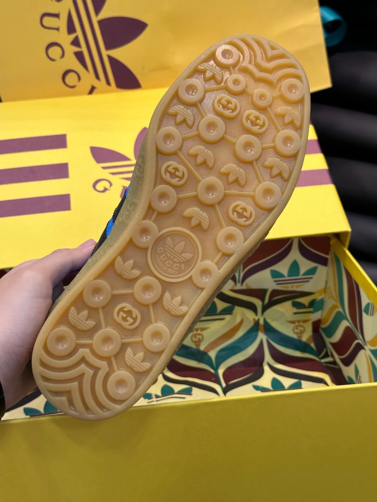 Adidas Gazelle Blue and Black Gucci Monogram Lifestyle Sneakers