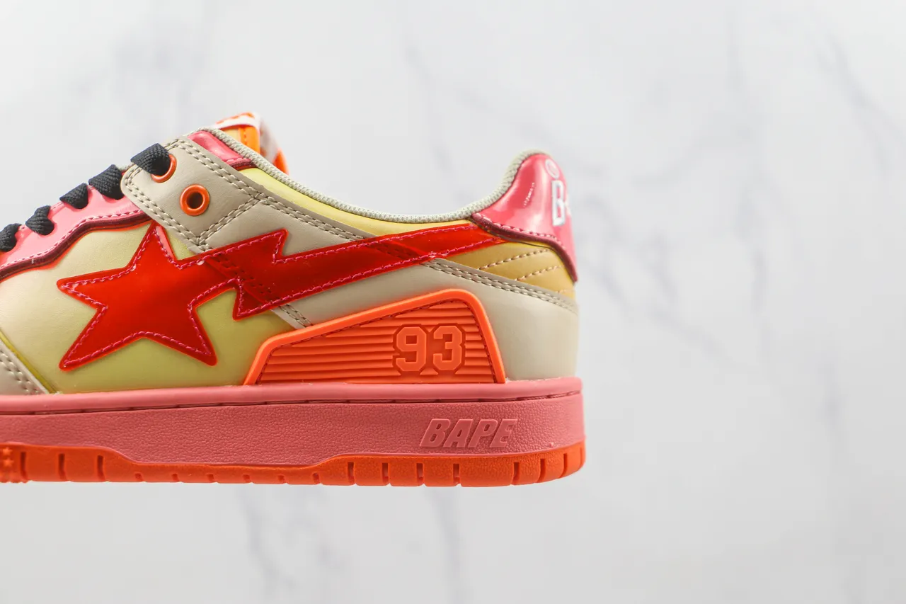 A Bathing Ape BAPE STA Star Lightning Beige Pink Orange Lifestyle Sneakers