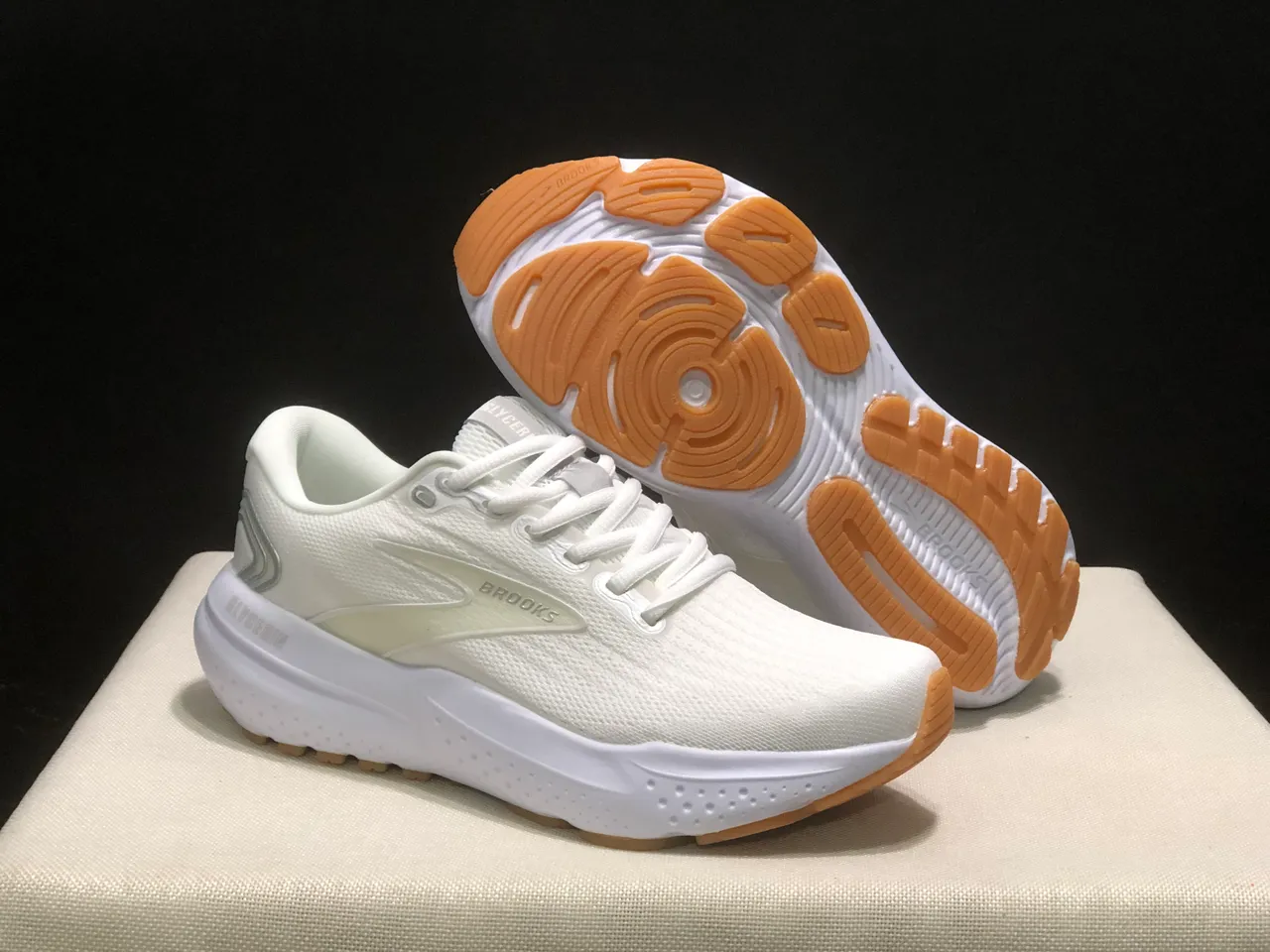Brooks Glycerin White and Gum Running Shoes