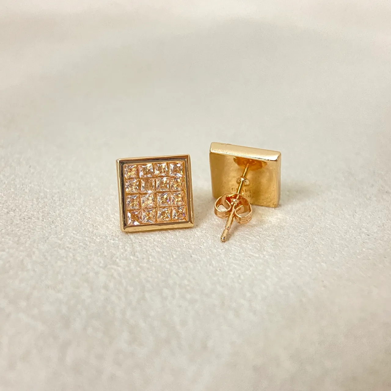 Square Pavé-Set Multi-Stone Stud Earrings