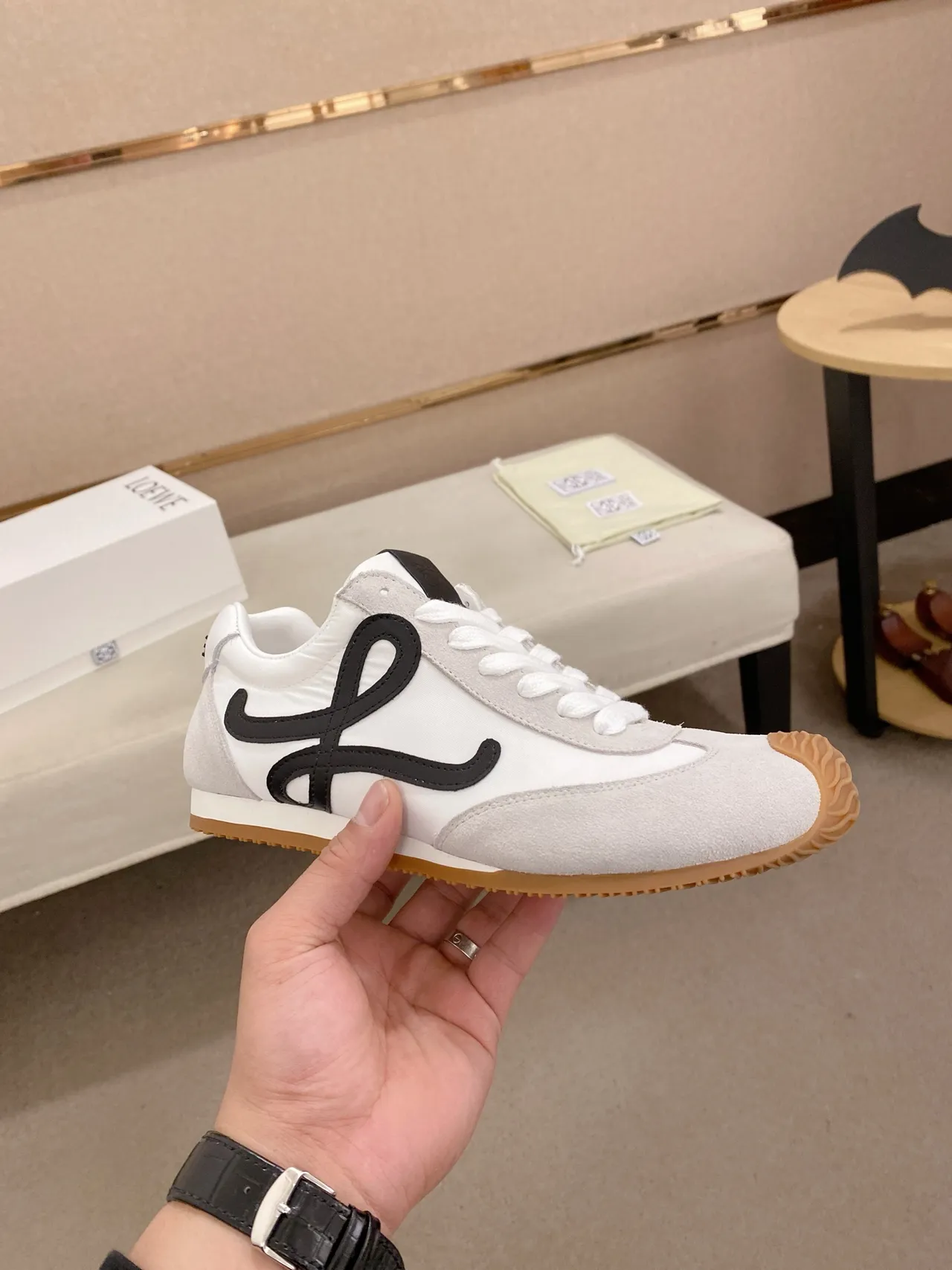 Loewe Flow Runner White Gray Black Anagram Lifestyle Sneakers
