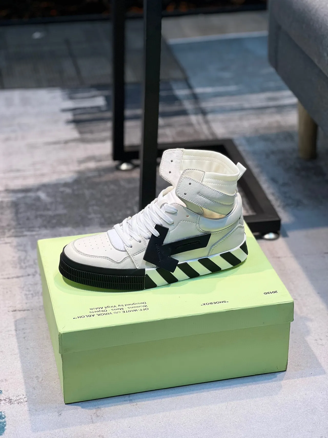 Off-White Industrial High-Top White and Black Lifestyle Sneakers