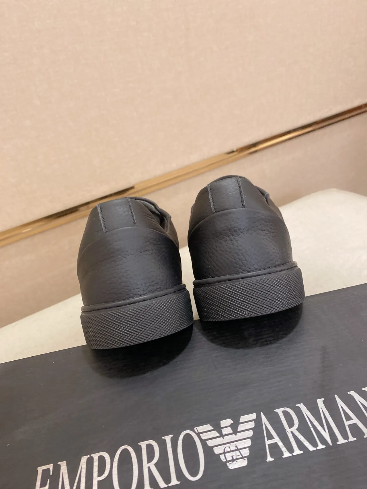 Emporio Armani Black Leather Eagle Logo Lifestyle Sneakers