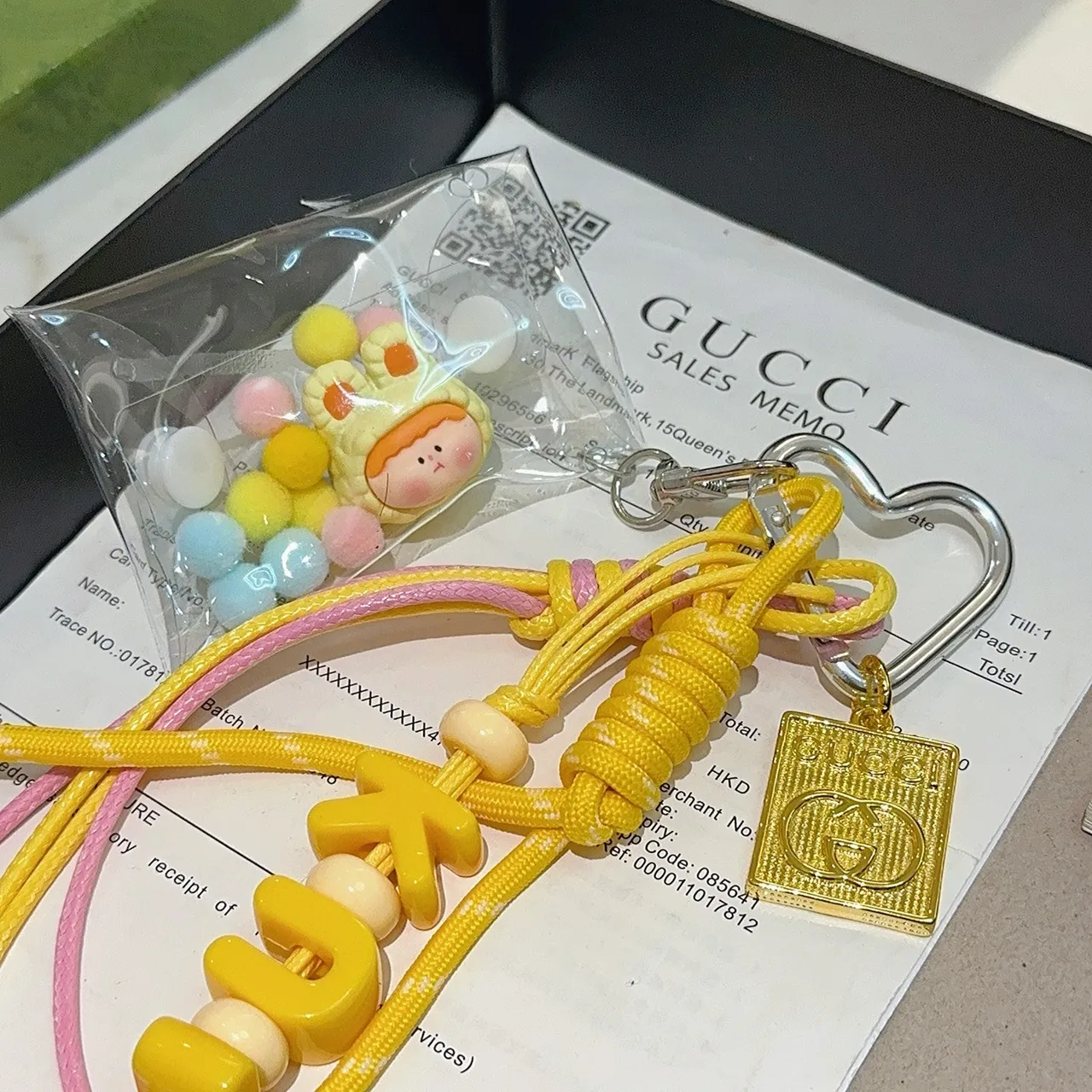 Gucci Yellow Pink Transparent Vinyl Pouch Braided And Cord Lanyard Phone Case