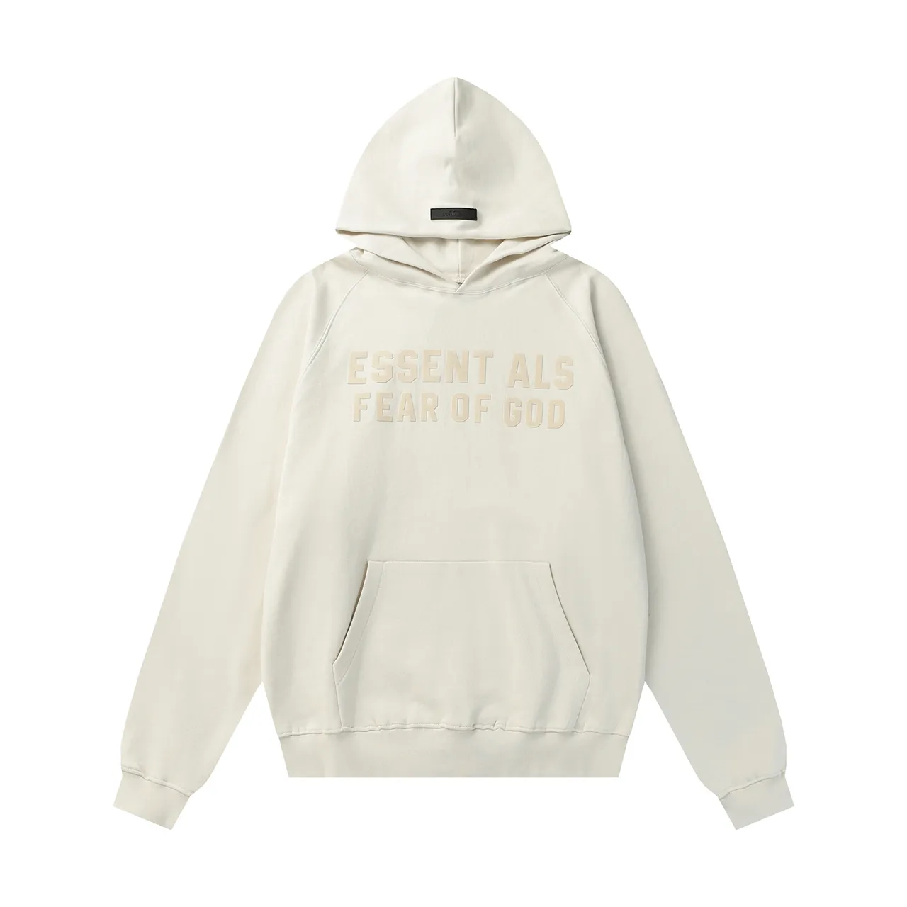 Fear of God Essentials Black Oversized Fit Tonal Embossed Logo Hoodie