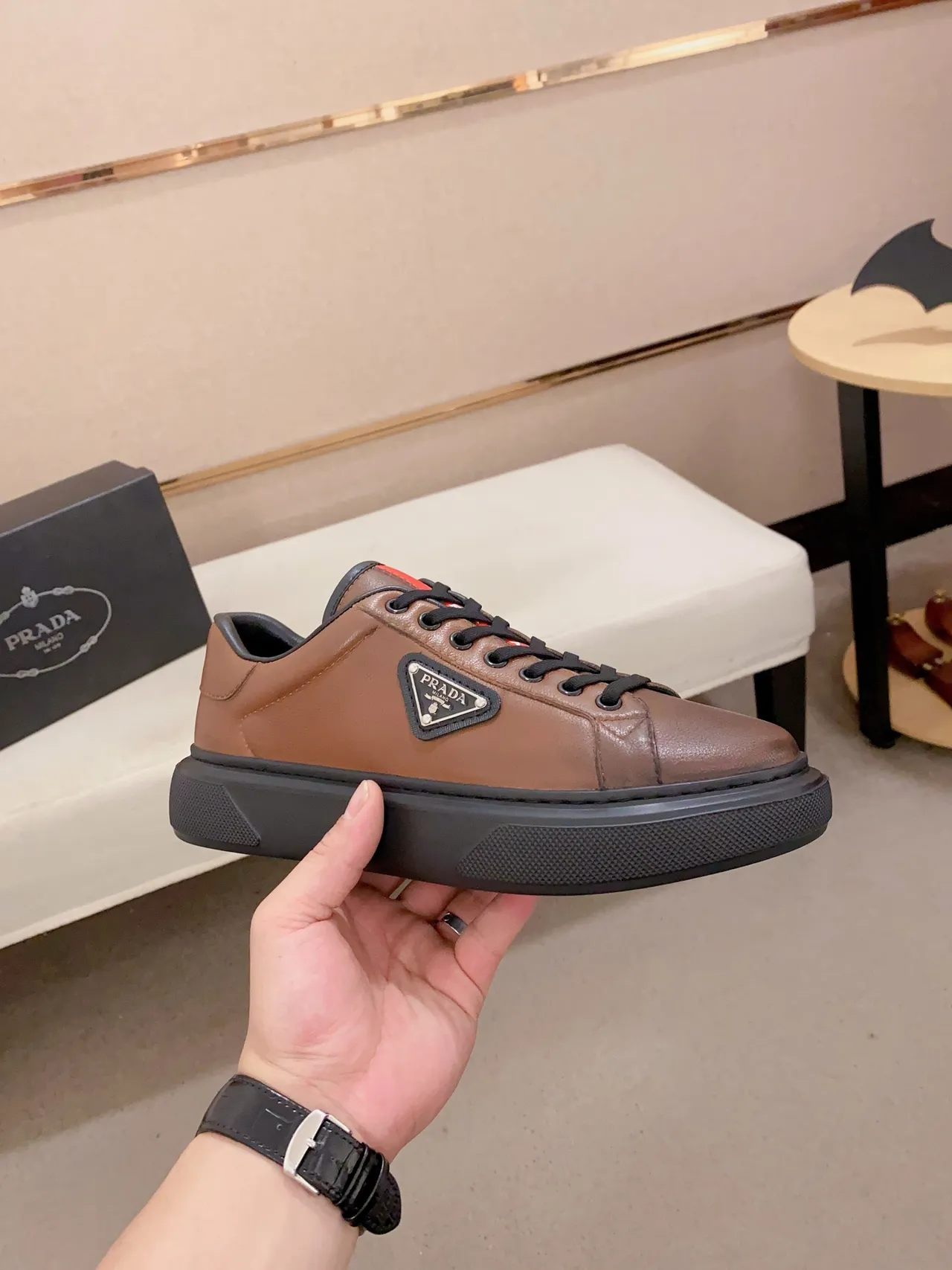Prada Cloudbust Brown Leather Lifestyle Sneakers