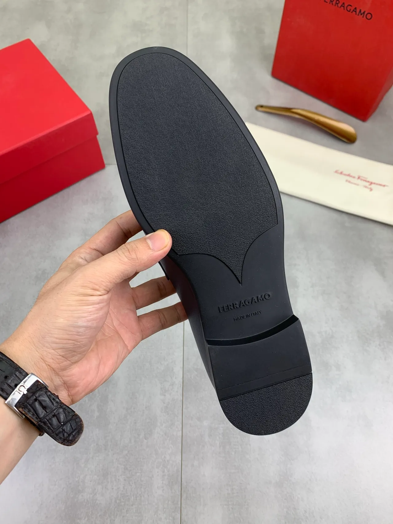 Salvatore Ferragamo Gancini Loafer Navy Leather Loafers