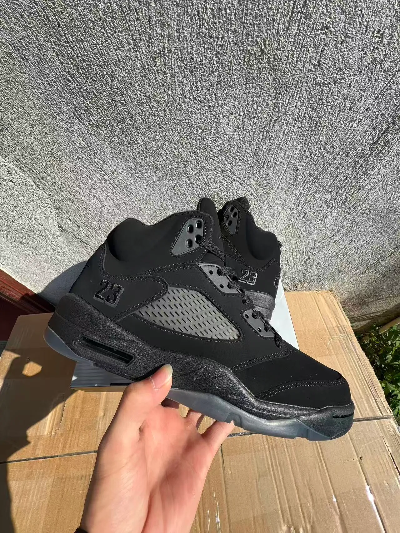Air Jordan 5 Monochrome Black Basketball Shoes