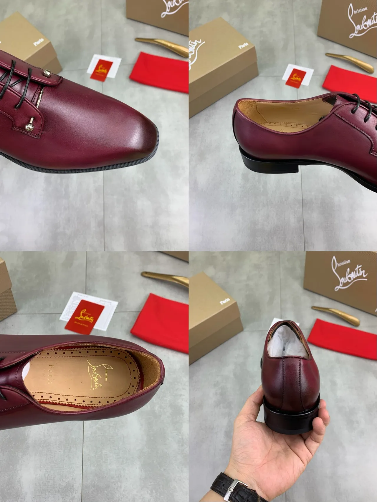 Christian Louboutin Burgundy Leather Oxford Shoes