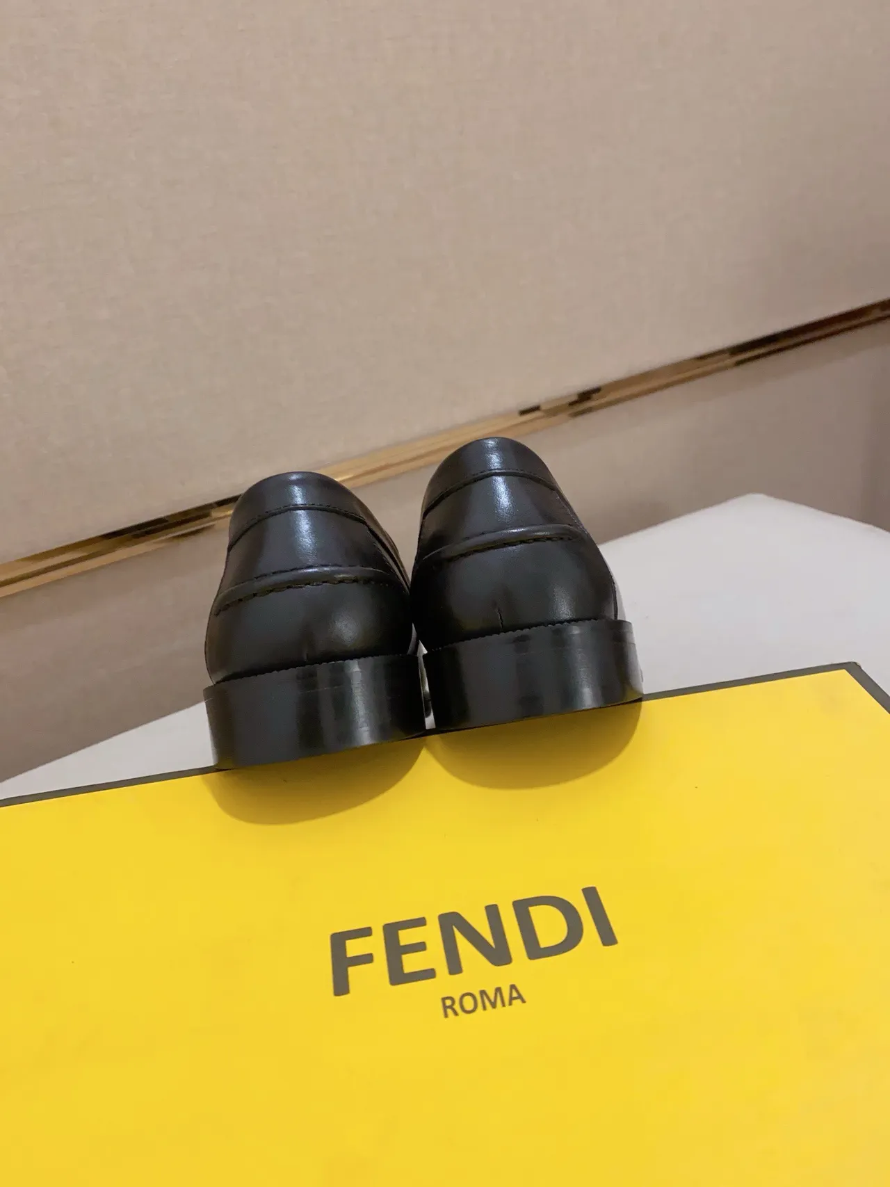 Fendi FF Logo Loafer Black Brown Monogram Canvas Vamp Leather Upper Loafer