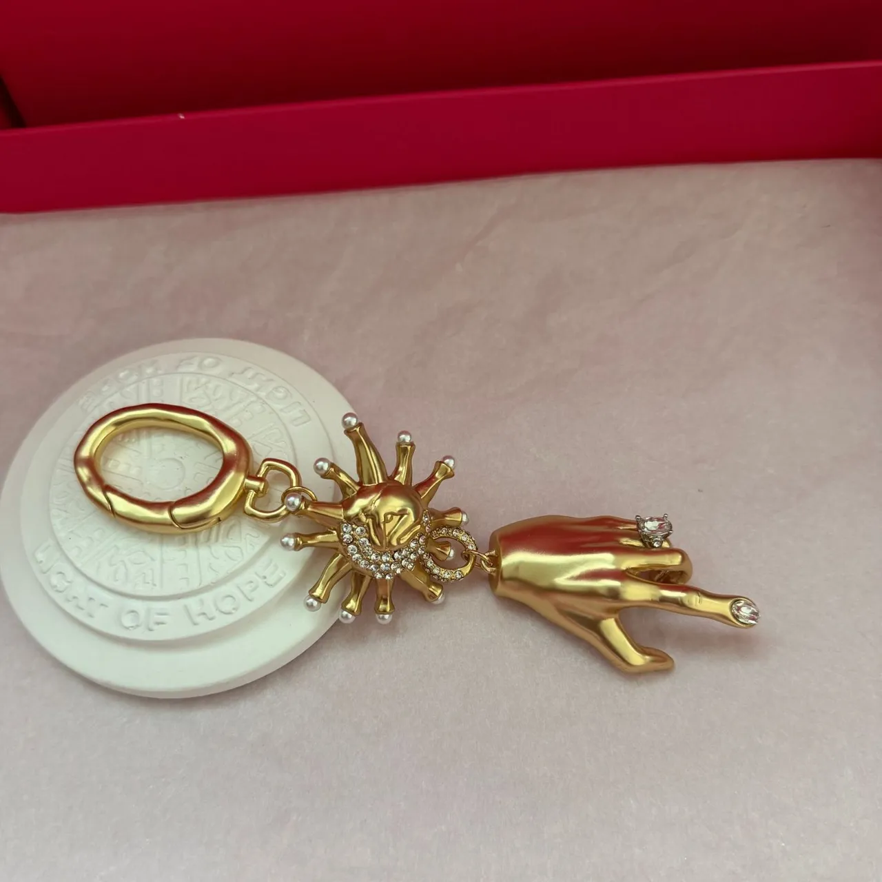 Gold White Metal Hand-Shaped Charm Bracelet