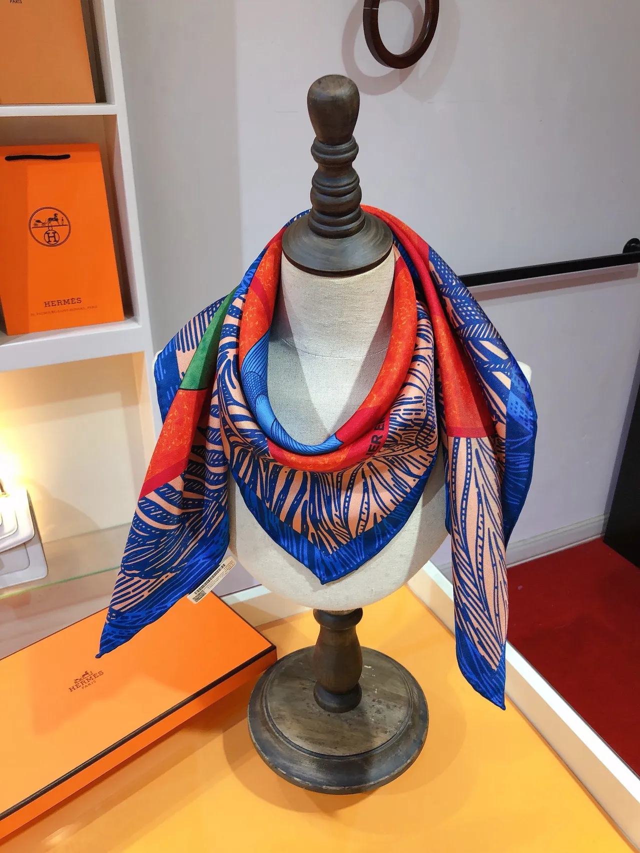 Hermès Multicolor Square Bold Graphic Print Silk Scarf