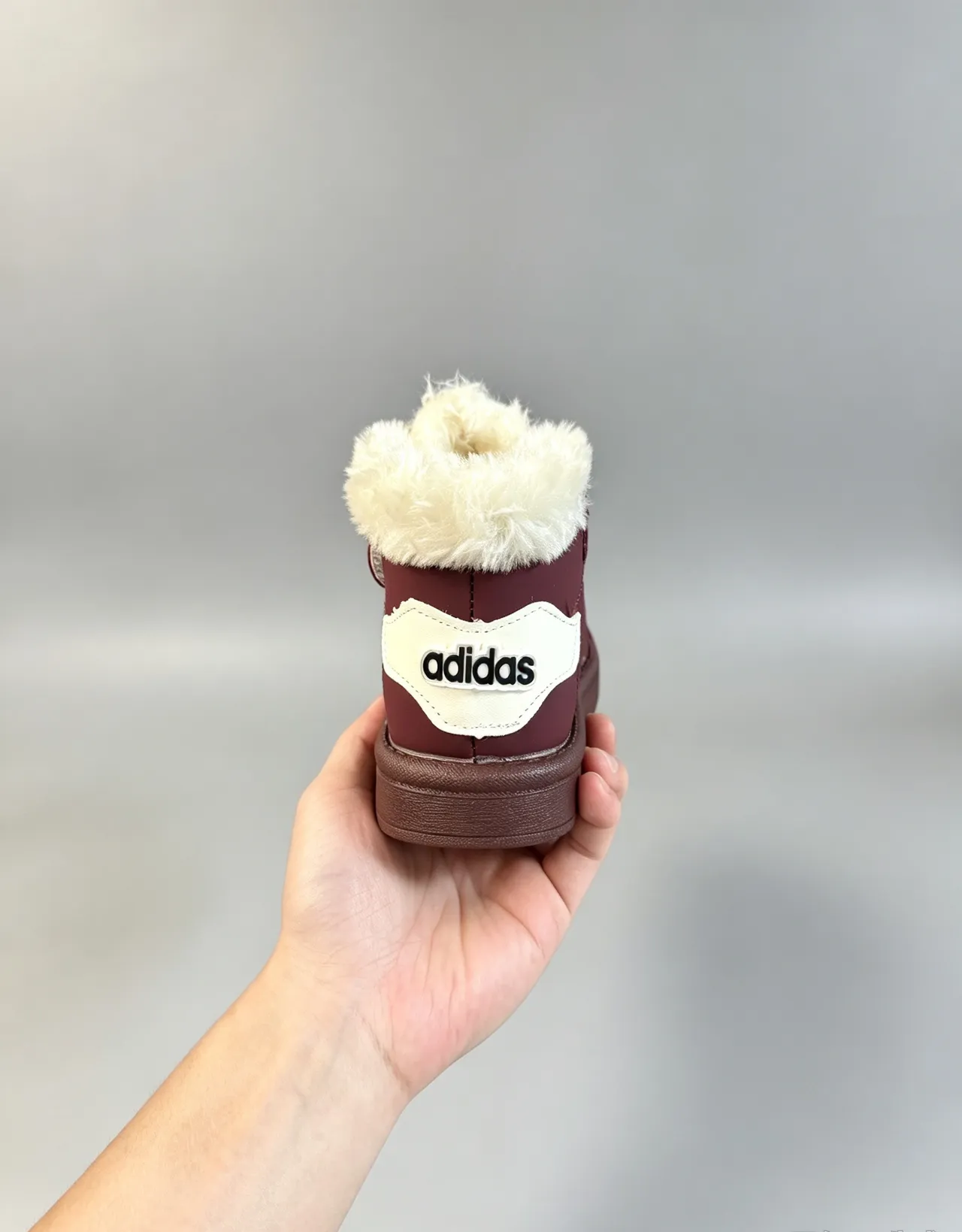Adidas Brown White Fur-Lined Collar Three-Stripe Side Panel Snow Boots