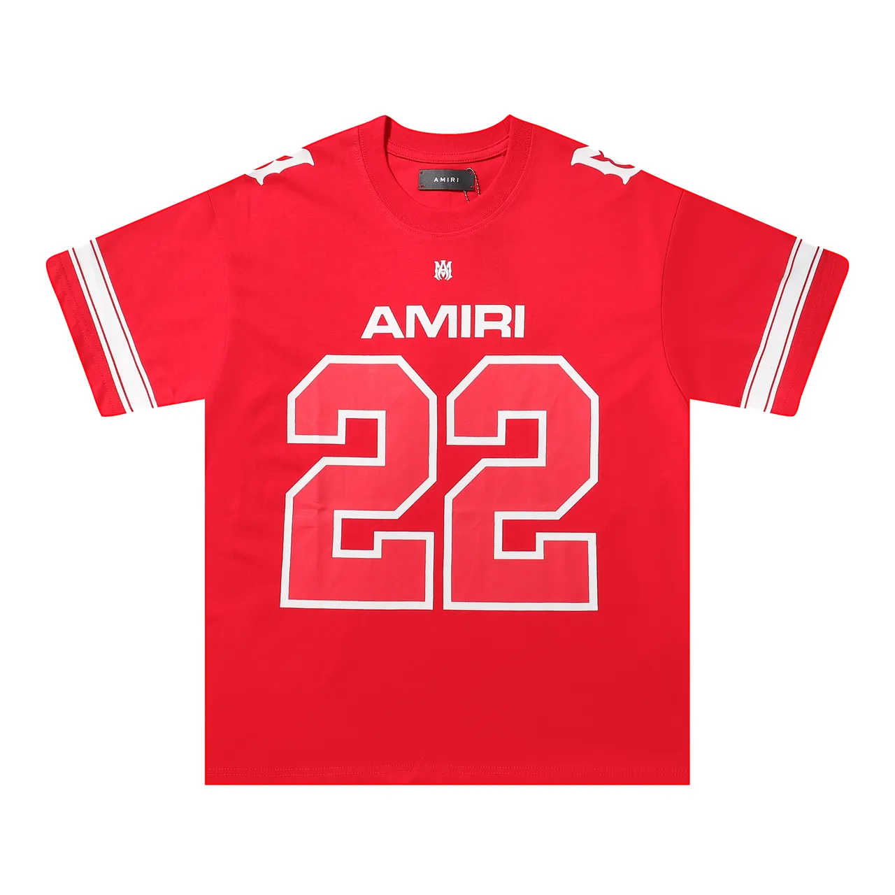 Amiri Red White Oversized Fit Athletic Stripe Sleeves Jersey