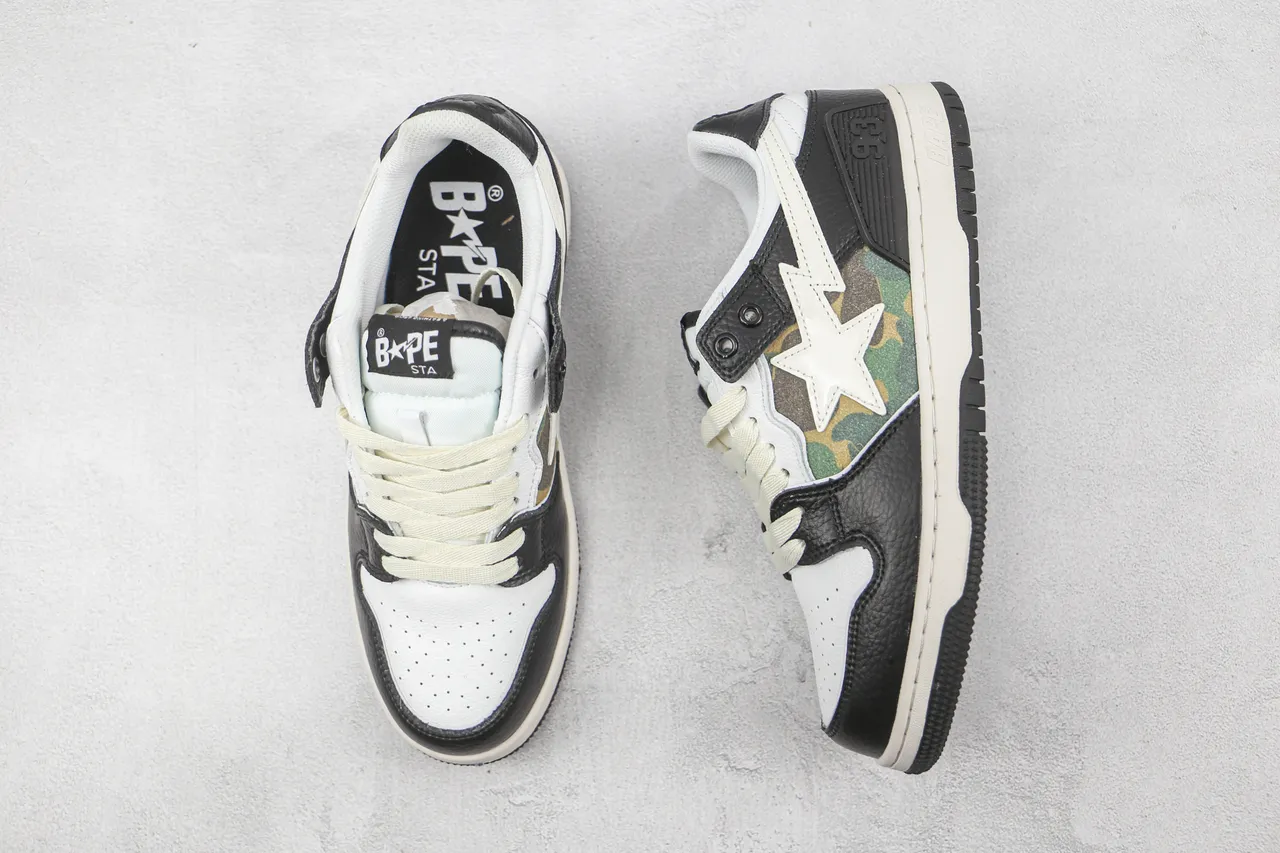A Bathing Ape BAPE STA Black White Camo Lifestyle Sneakers