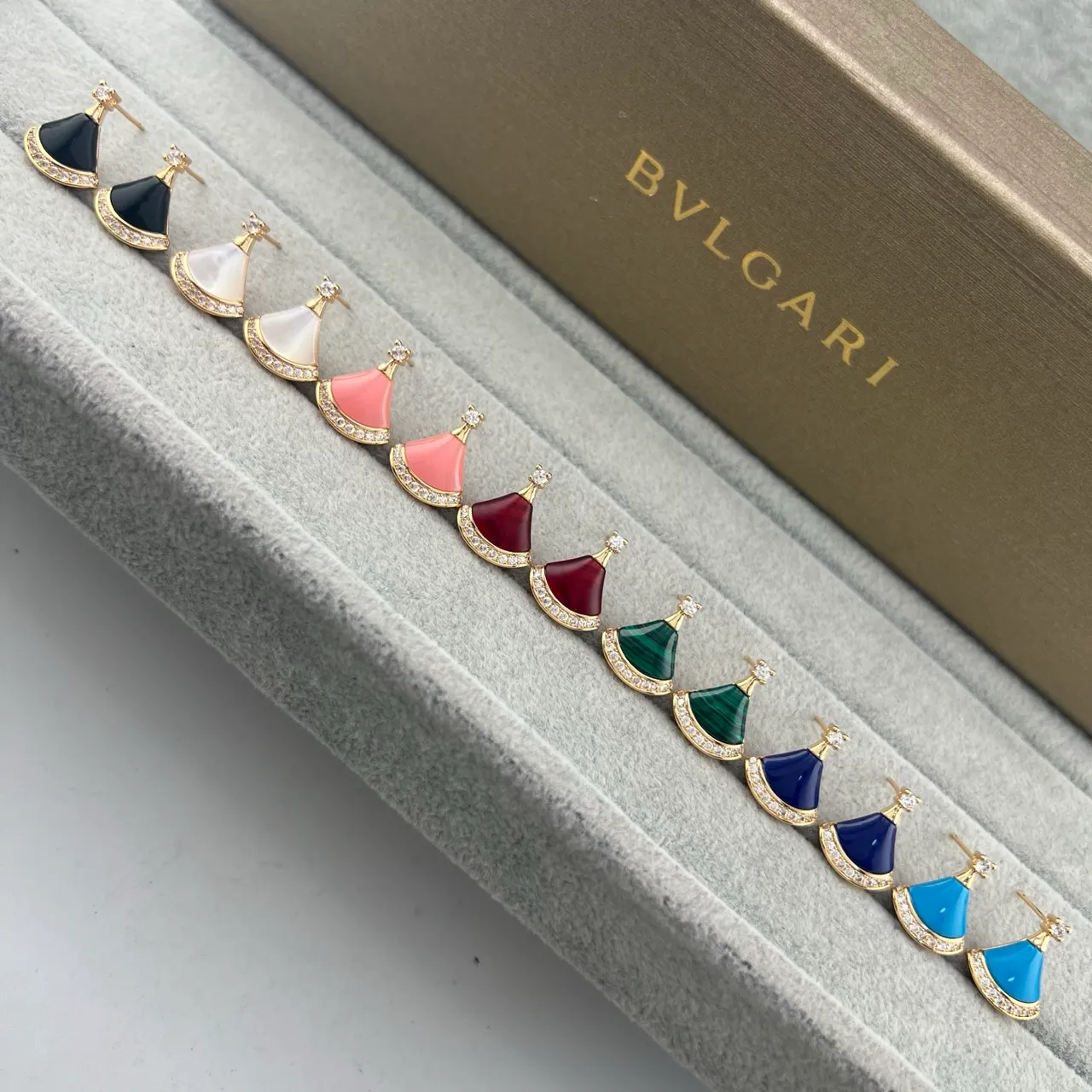 Bvlgari Divas’ Dream Fan-Shaped Enamel and Pavé Earrings