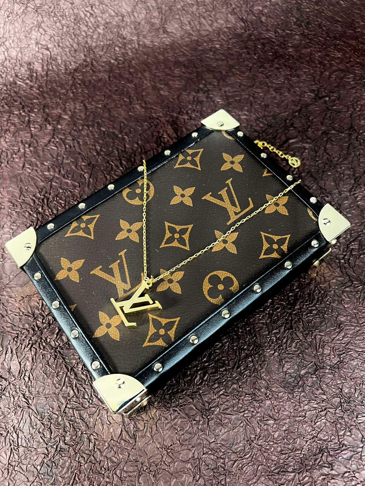 Louis Vuitton Petite Malle Monogram Canvas Brown Black Gold Suitcase