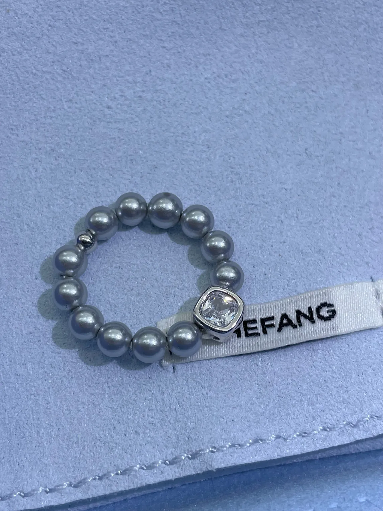 Tiffany & Co. Gray Pearl and Cushion-Cut Stone Ring