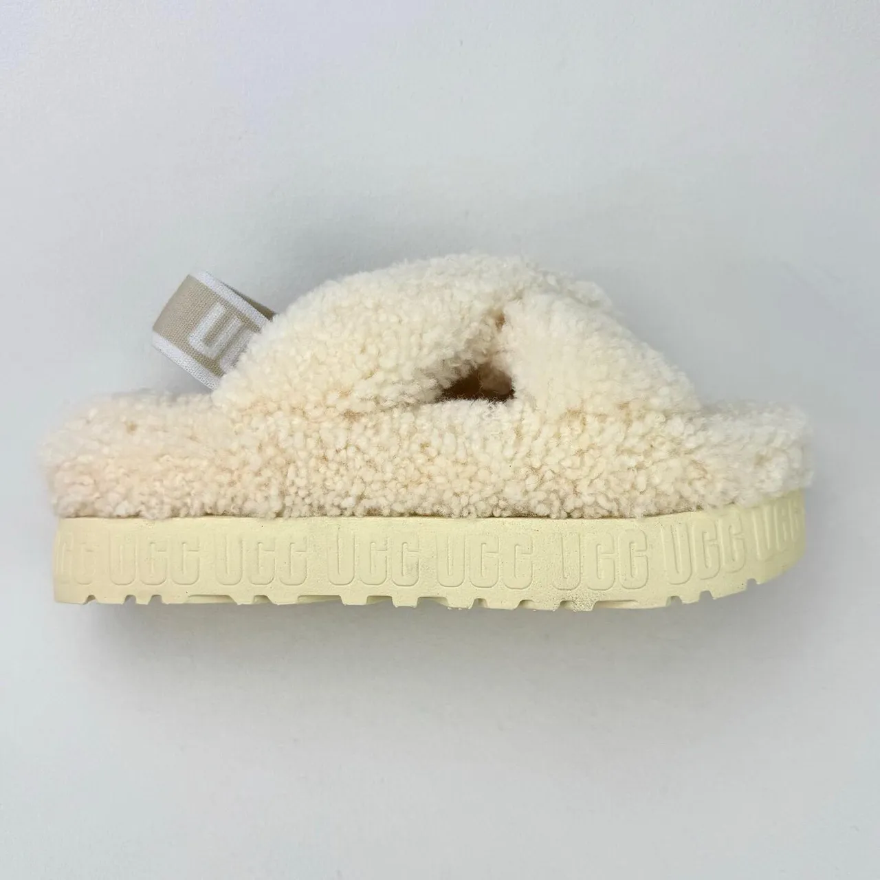 UGG Tasman Cream Shearling Cross-Strap Slippers