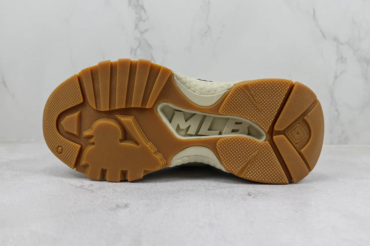 New Era Beige Black Sole Leather-and-Mesh Upper Chunky Sneakers