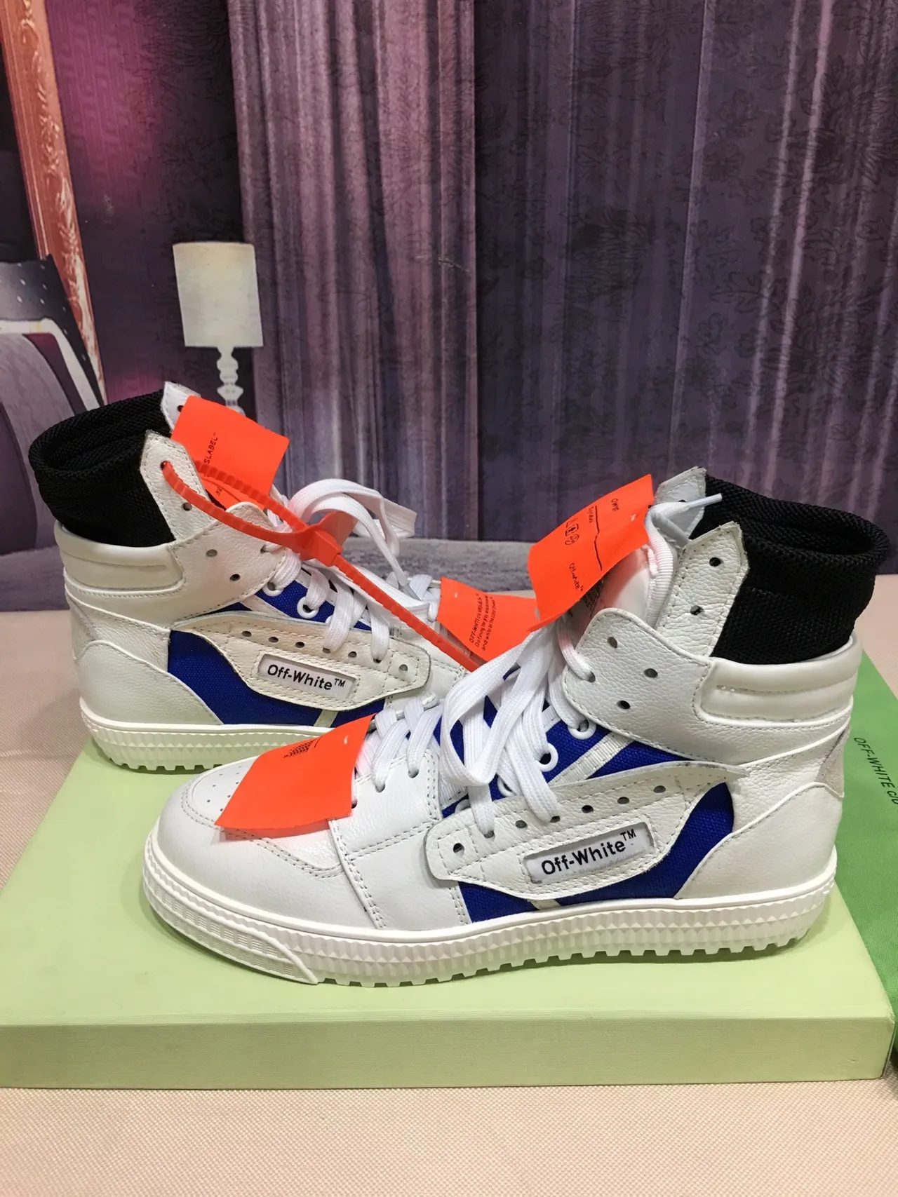 Off-White The Ten Blue High-Top Layered Leather And Textile Lifestyle Sneakers