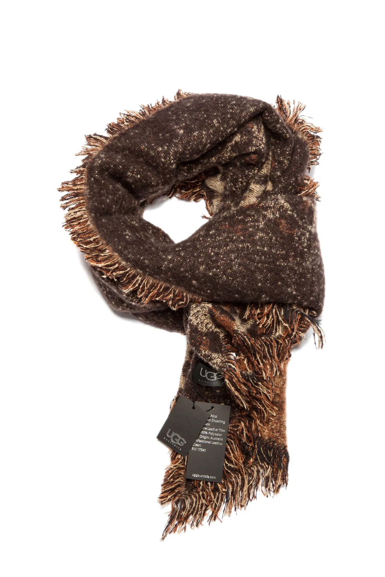 Beige Brown Knitted Leopard Print Scarve