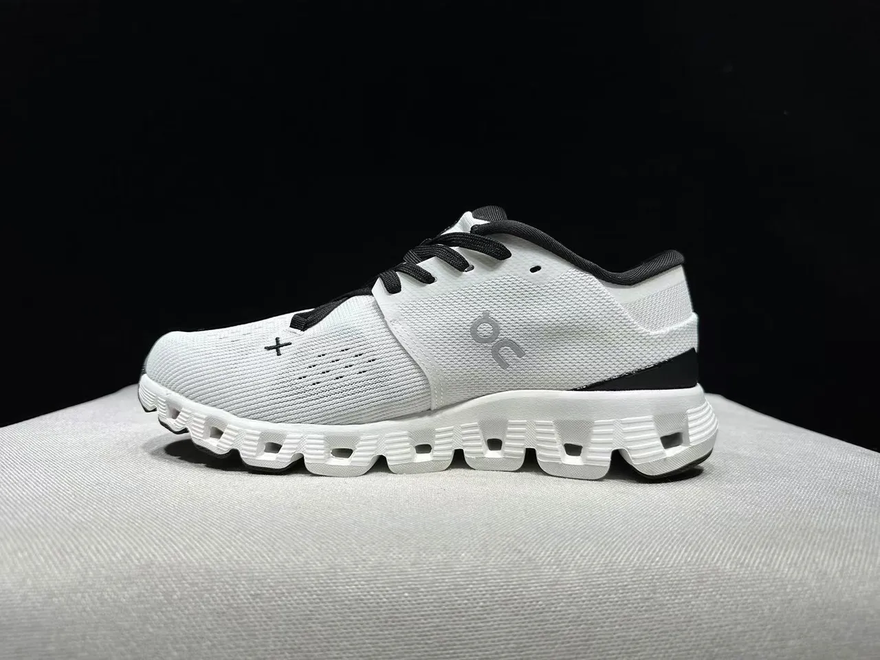 On Cloudmonster White Black Running Shoes