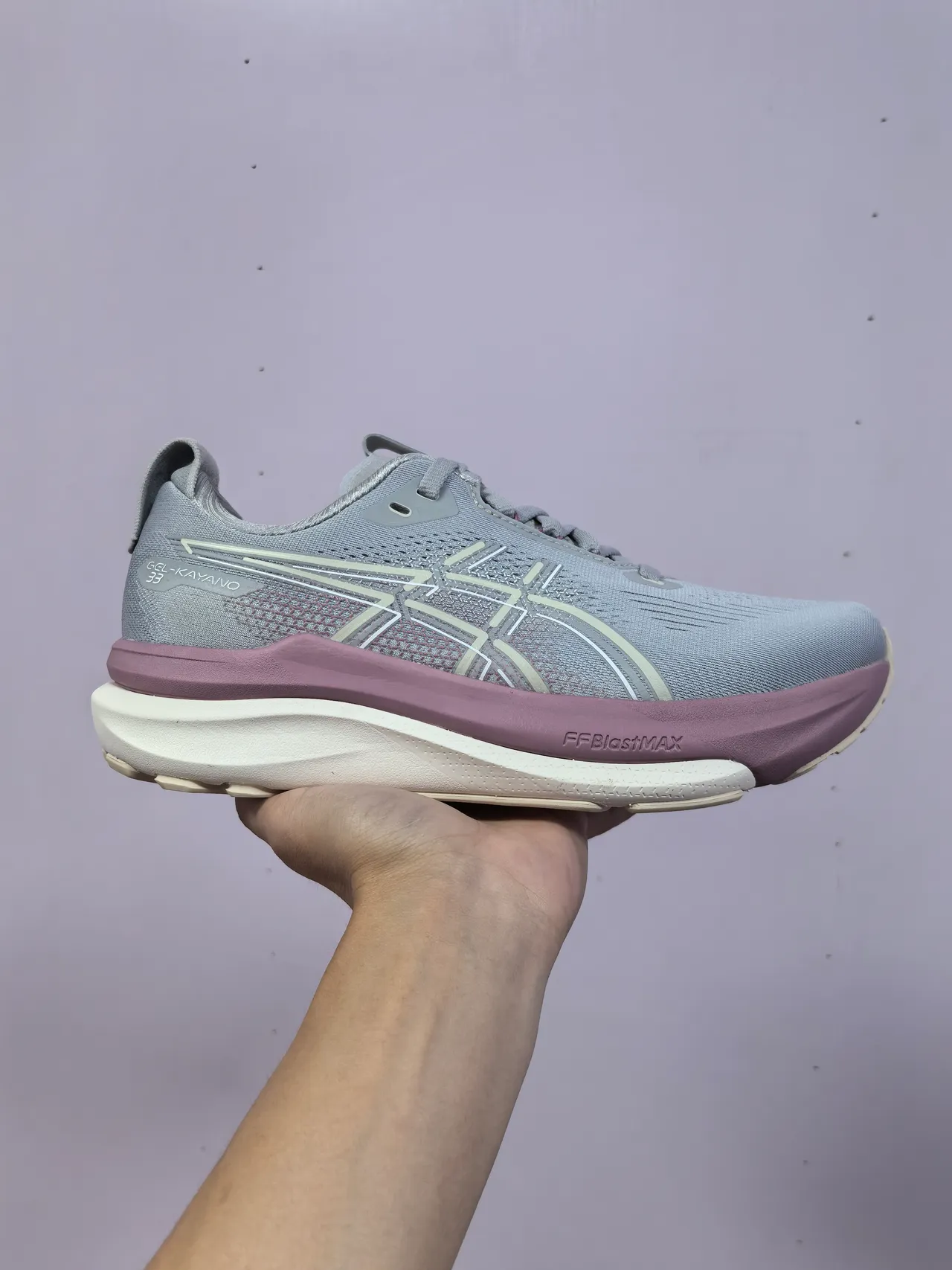 ASICS Gel-Kayano 33 Gray and Dusty Rose Running Shoes