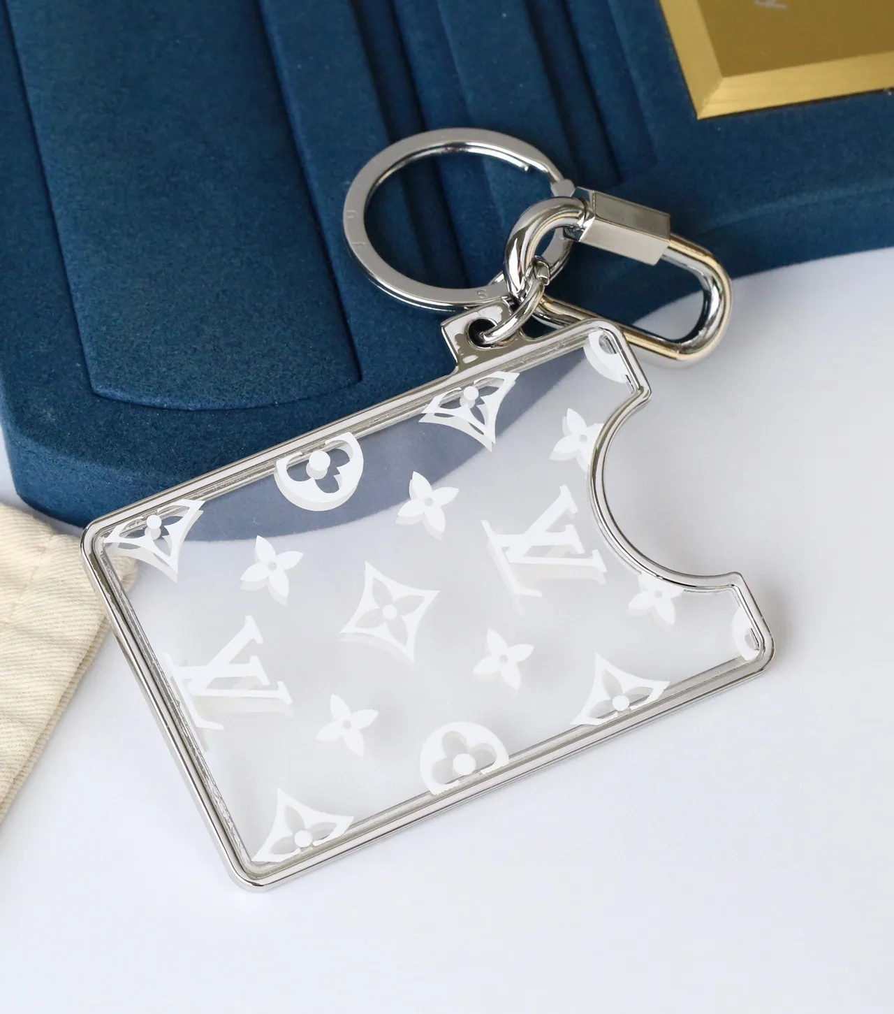 Louis Vuitton Transparent White Acrylic Monogram Print Phone Accessory