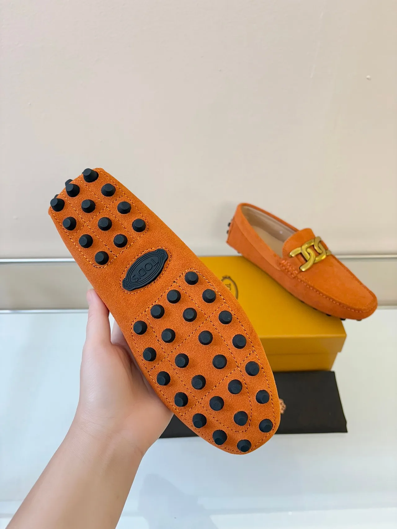 Tod's Gommino Loafer Orange Suede Horsebit Loafers