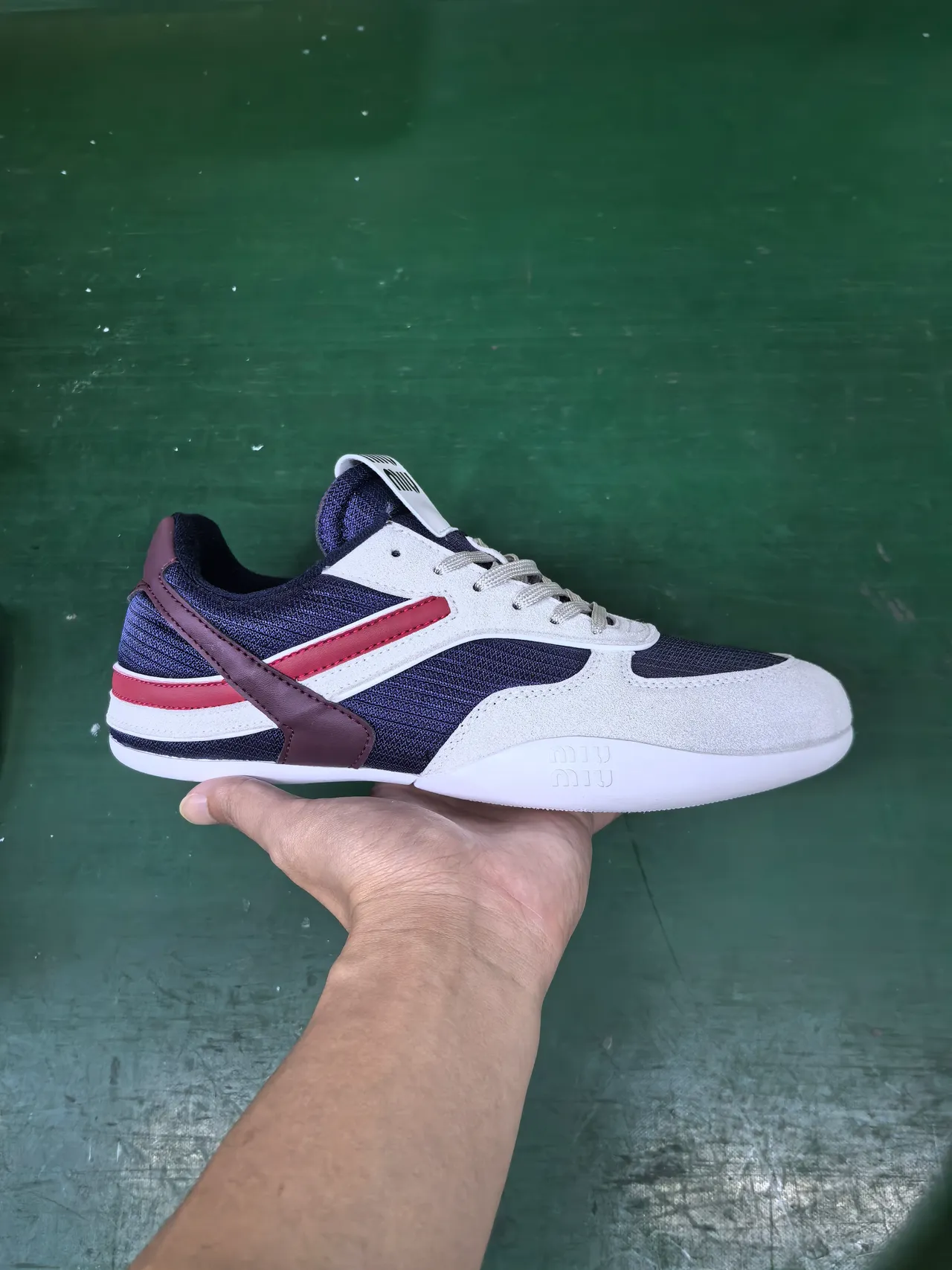 Miu Miu Wander Navy Blue White Red Burgundy Lifestyle Sneakers